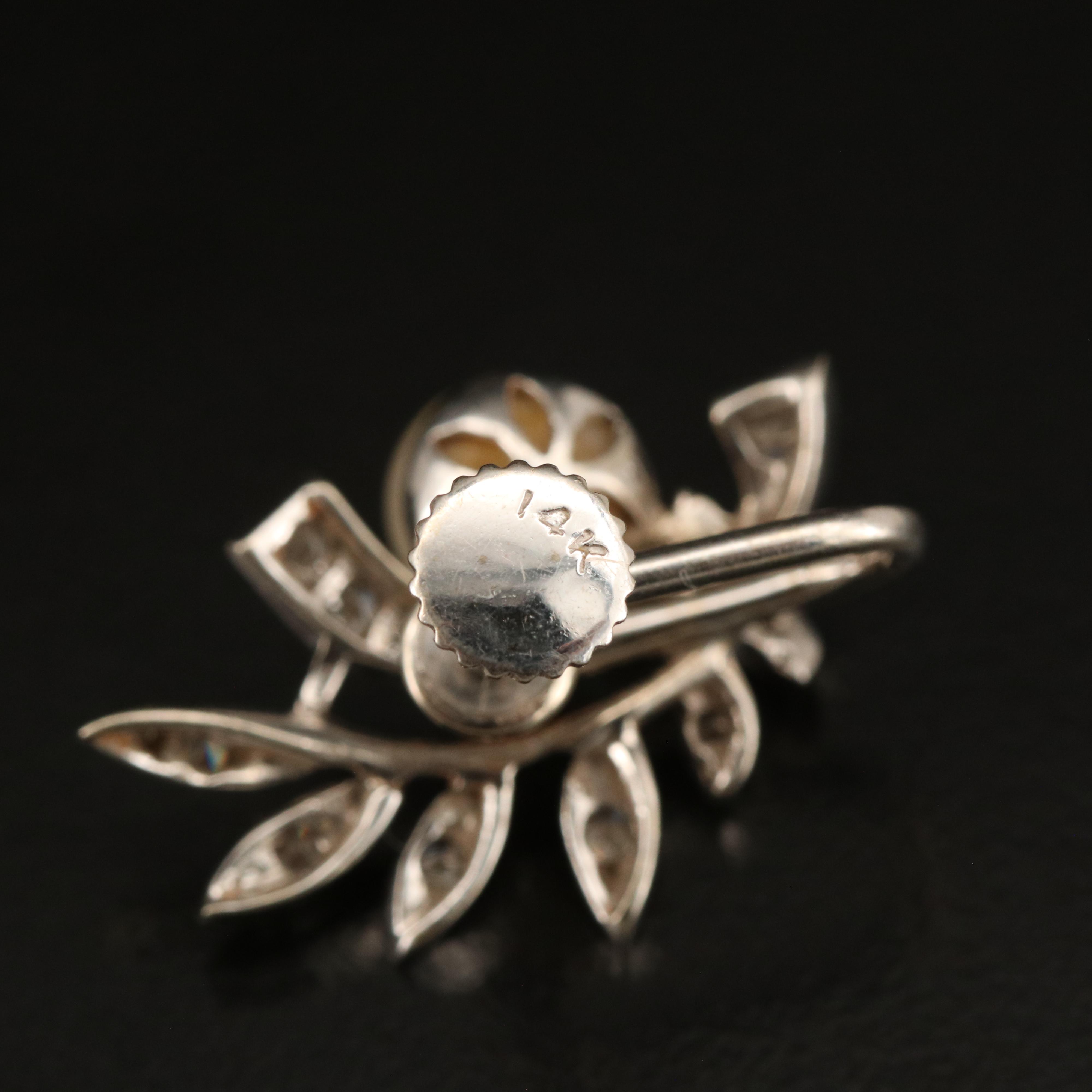 Vintage 14K Pearl and Diamond Earrings