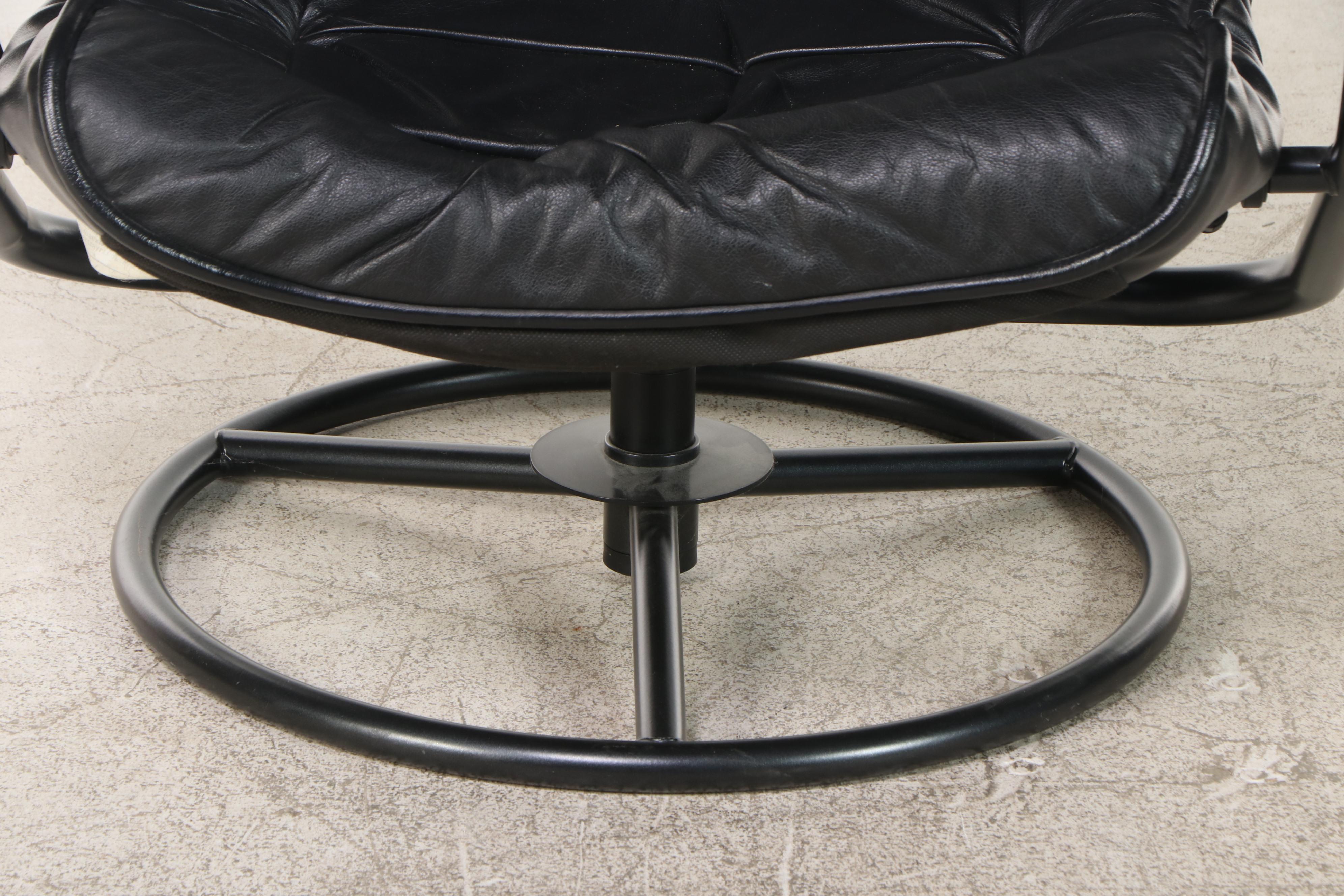 ChairWorks Modern Vinyl Recliner and Ottoman on Tubular Frame