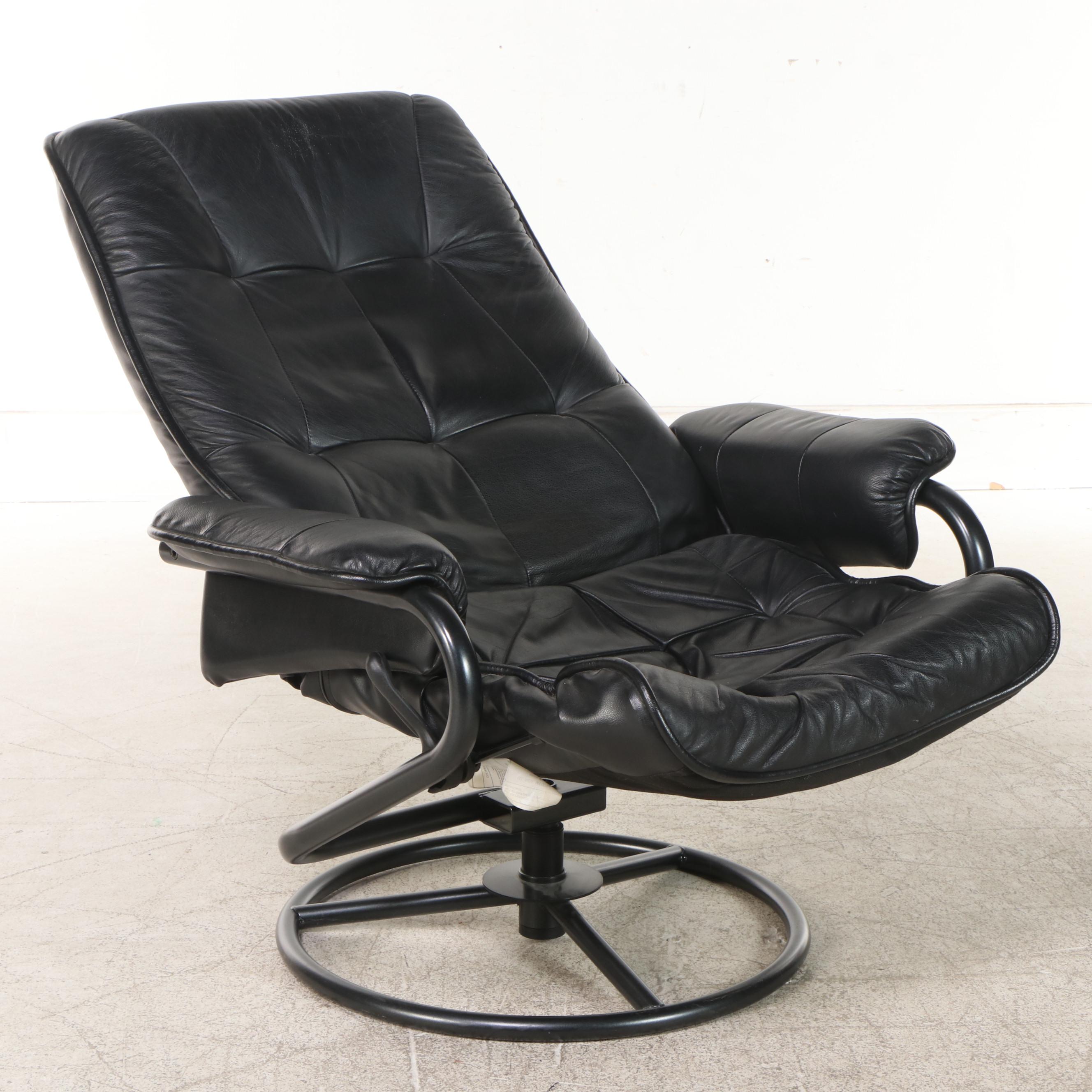 ChairWorks Modern Vinyl Recliner and Ottoman on Tubular Frame