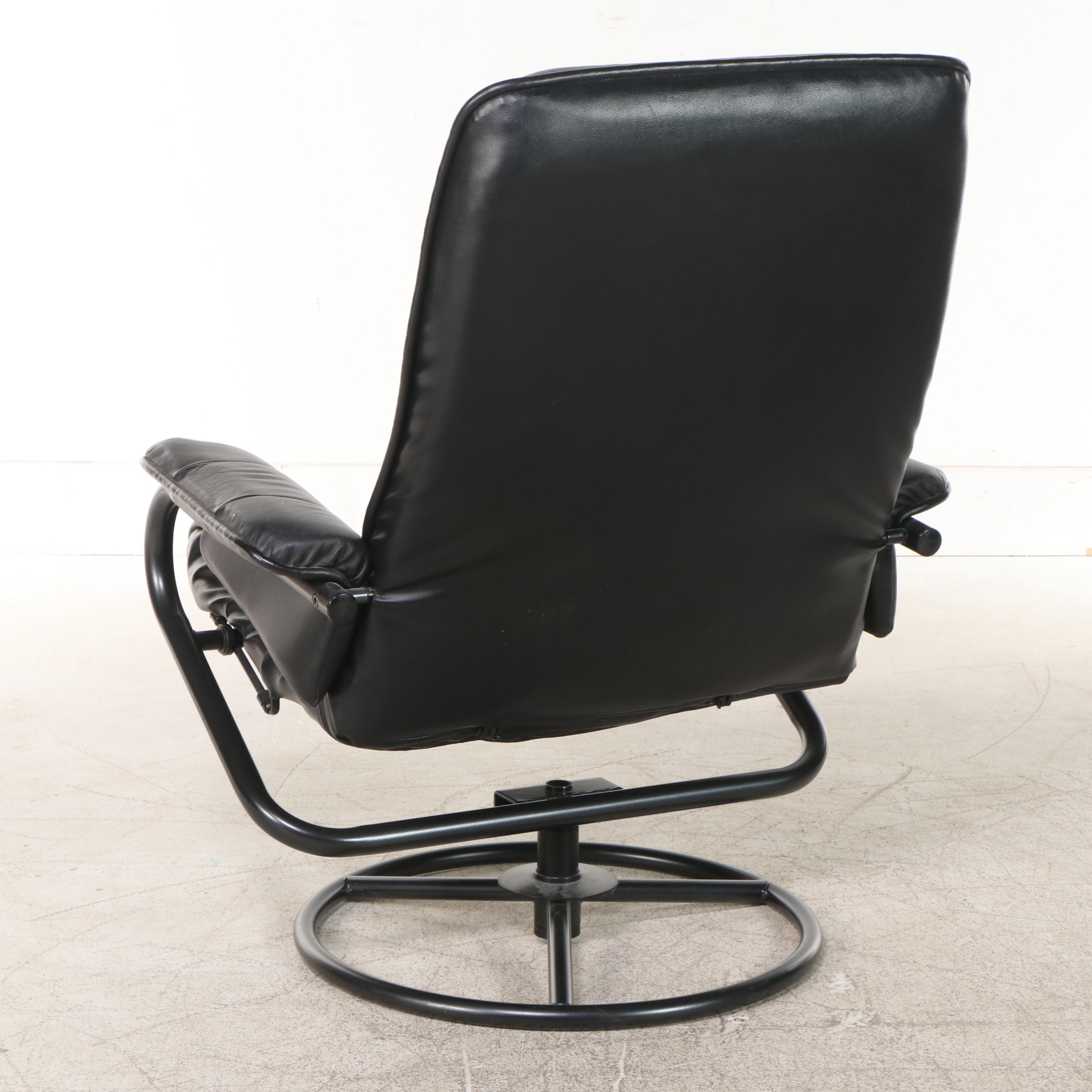 ChairWorks Modern Vinyl Recliner and Ottoman on Tubular Frame