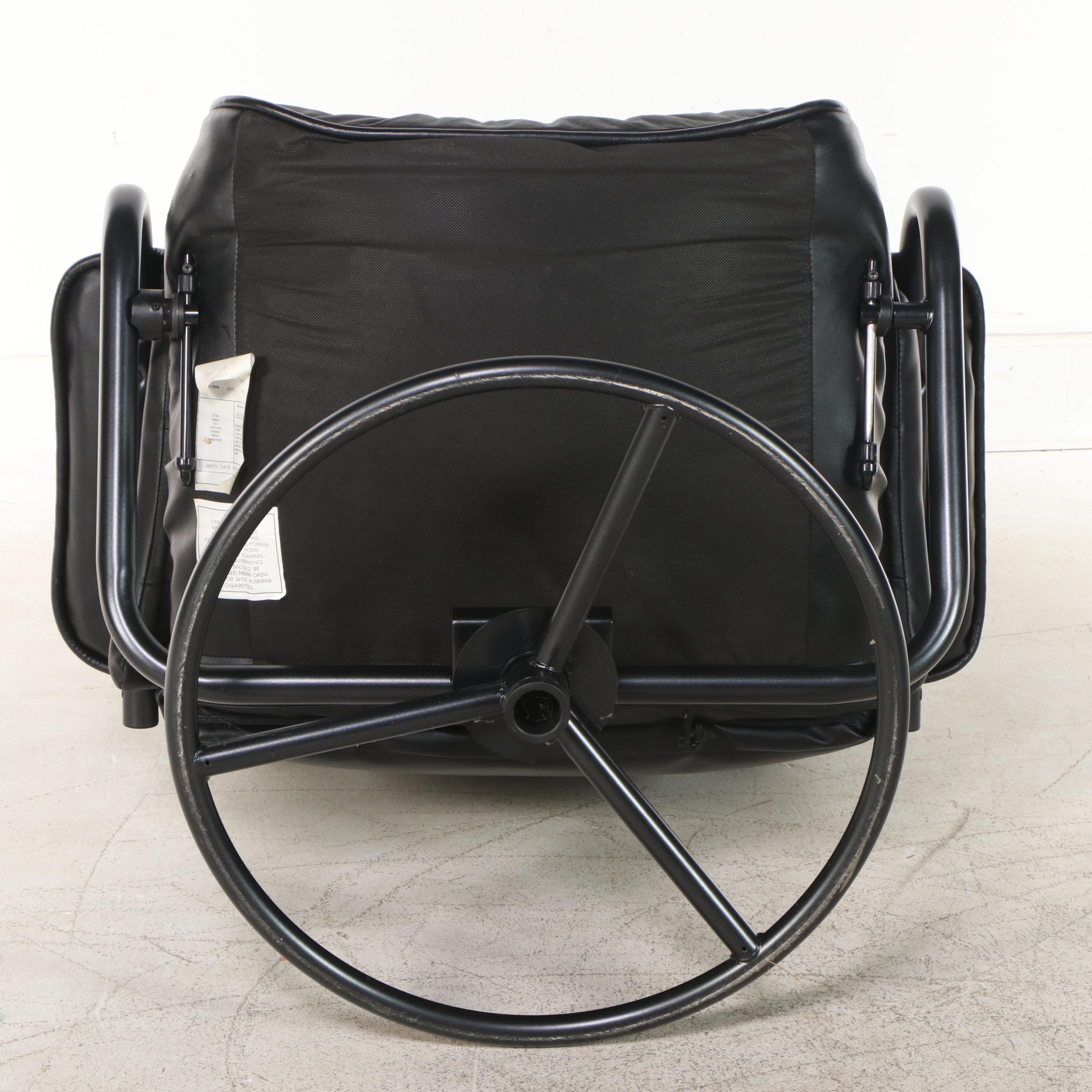 ChairWorks Modern Vinyl Recliner and Ottoman on Tubular Frame