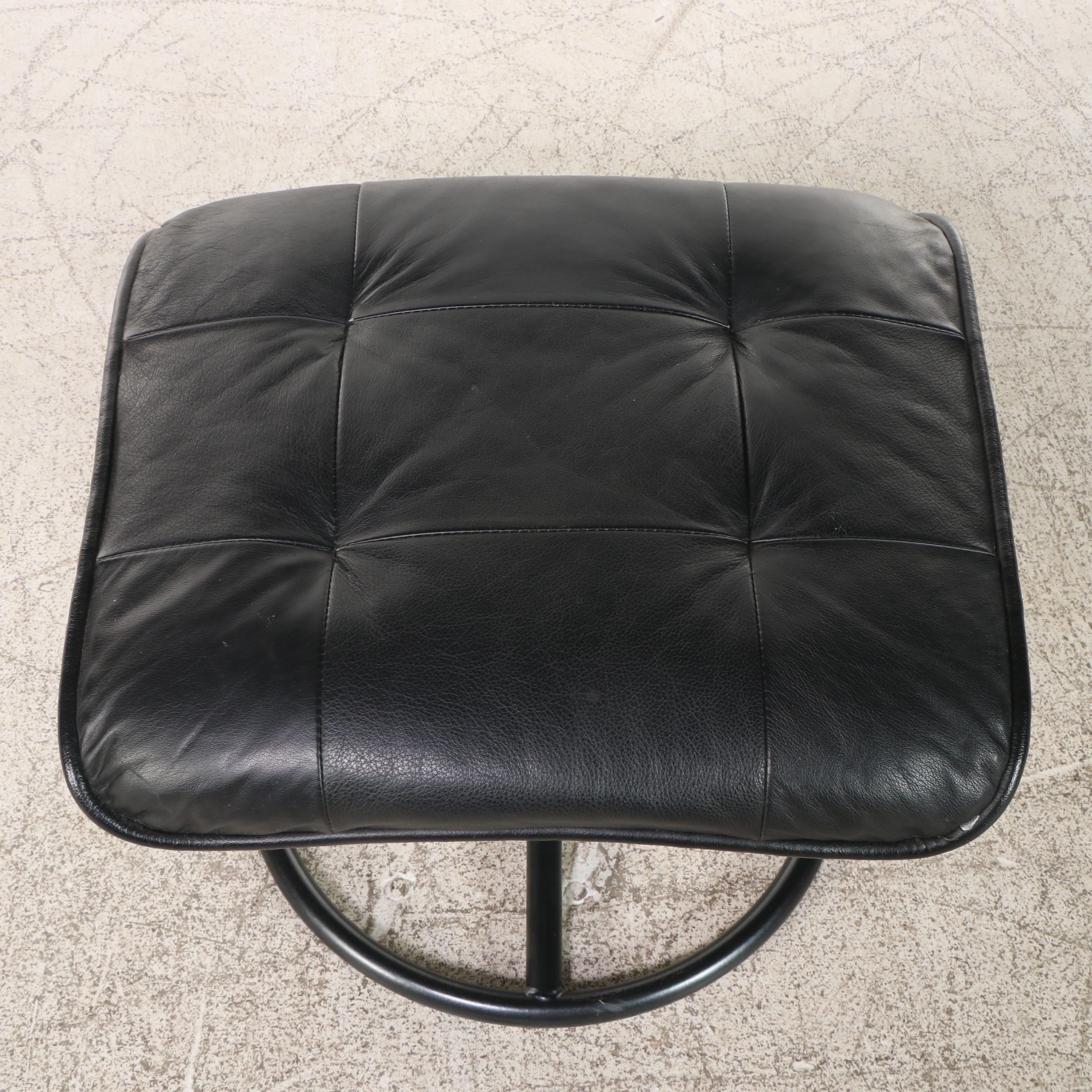 ChairWorks Modern Vinyl Recliner and Ottoman on Tubular Frame