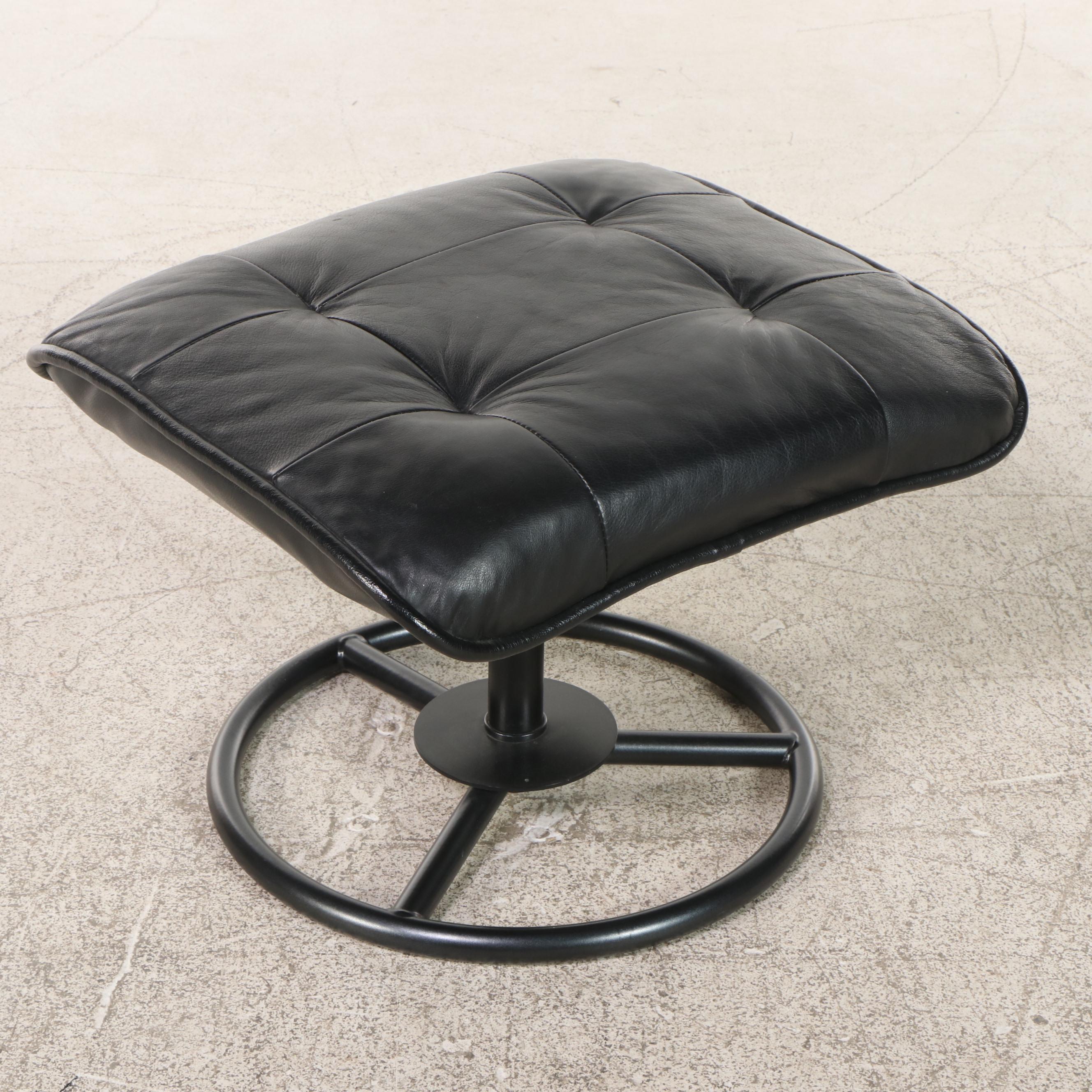 ChairWorks Modern Vinyl Recliner and Ottoman on Tubular Frame