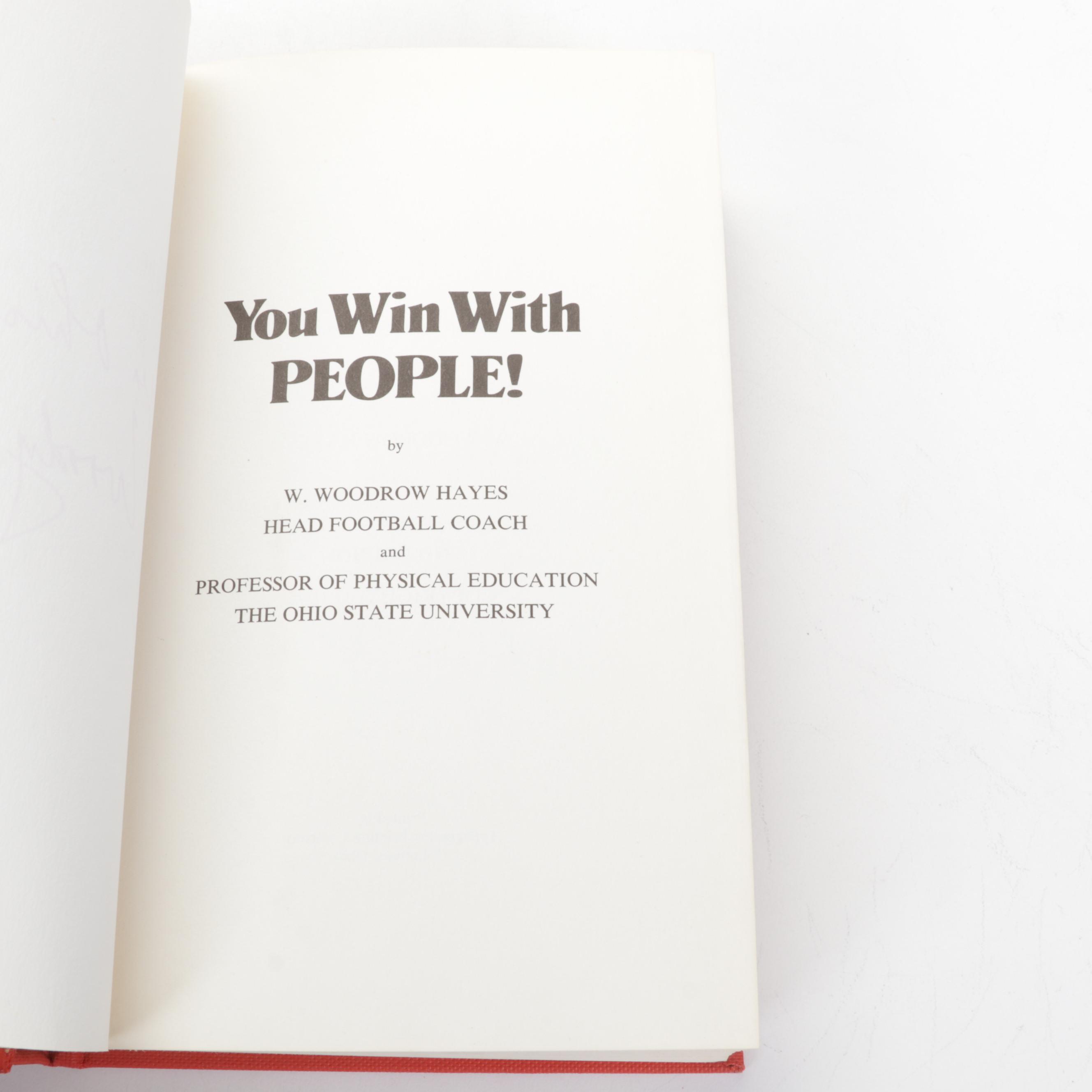 Signed "You Win with People!" by Ohio State Football Coach Woody Hayes, 1975