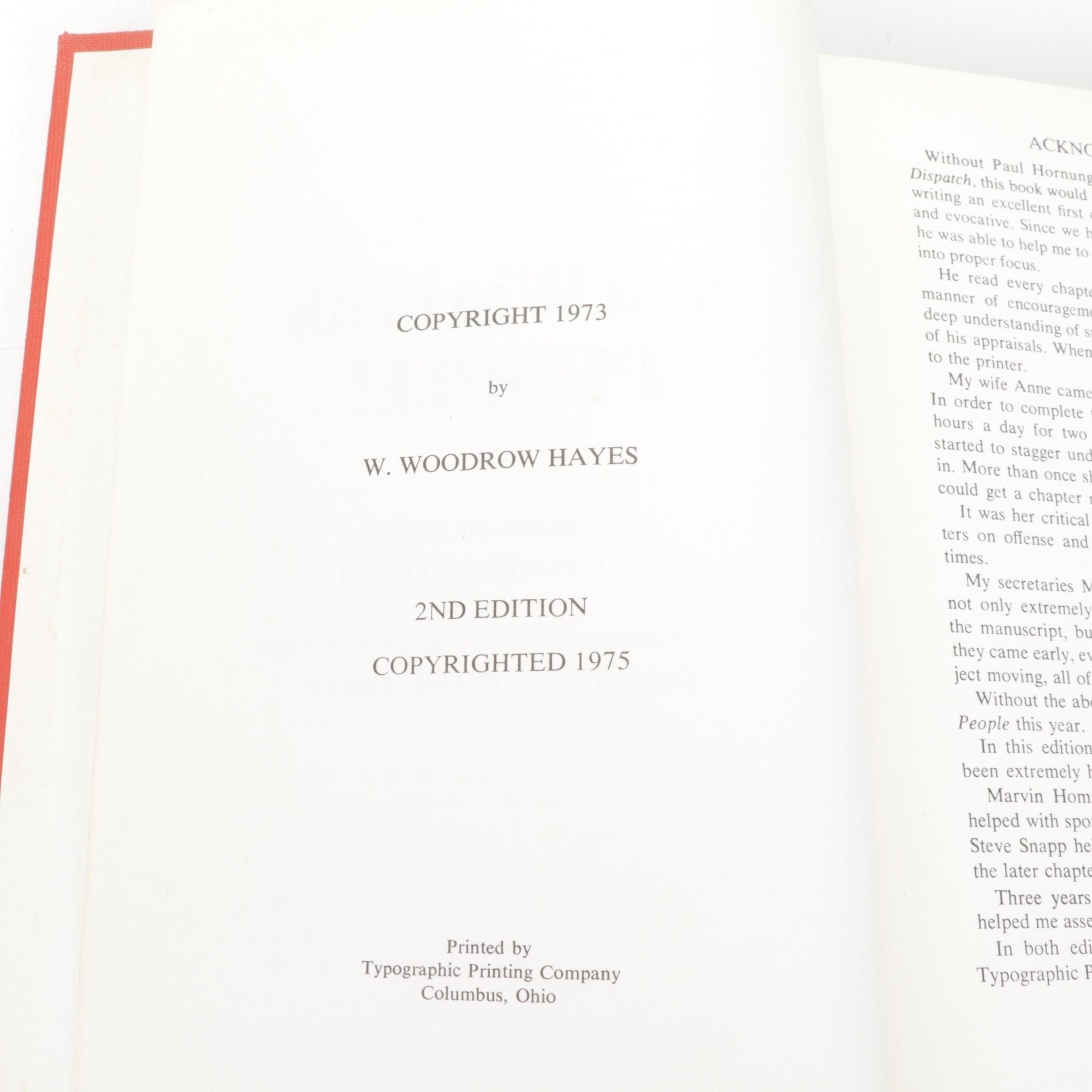 Signed "You Win with People!" by Ohio State Football Coach Woody Hayes, 1975