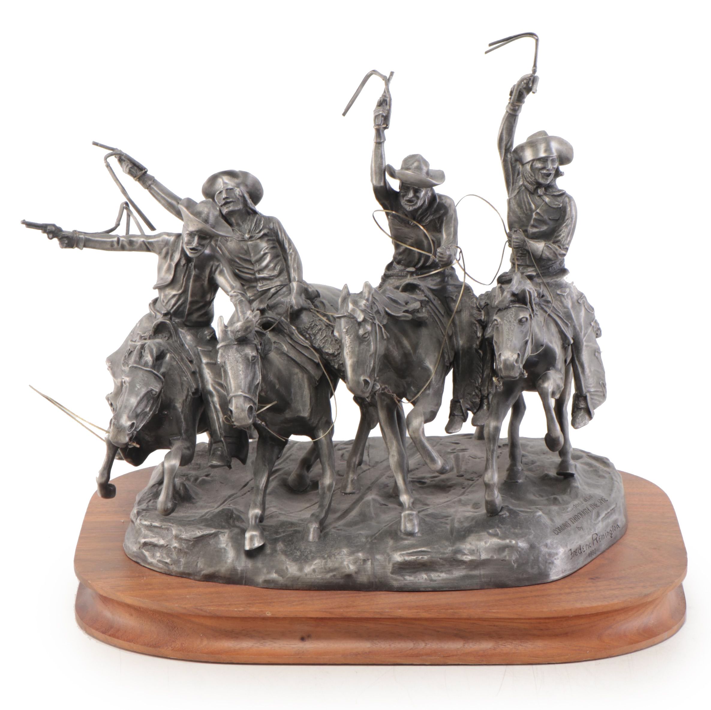 Pewter Sculpture After Frederic Remington "Coming Through the Rye," 1982
