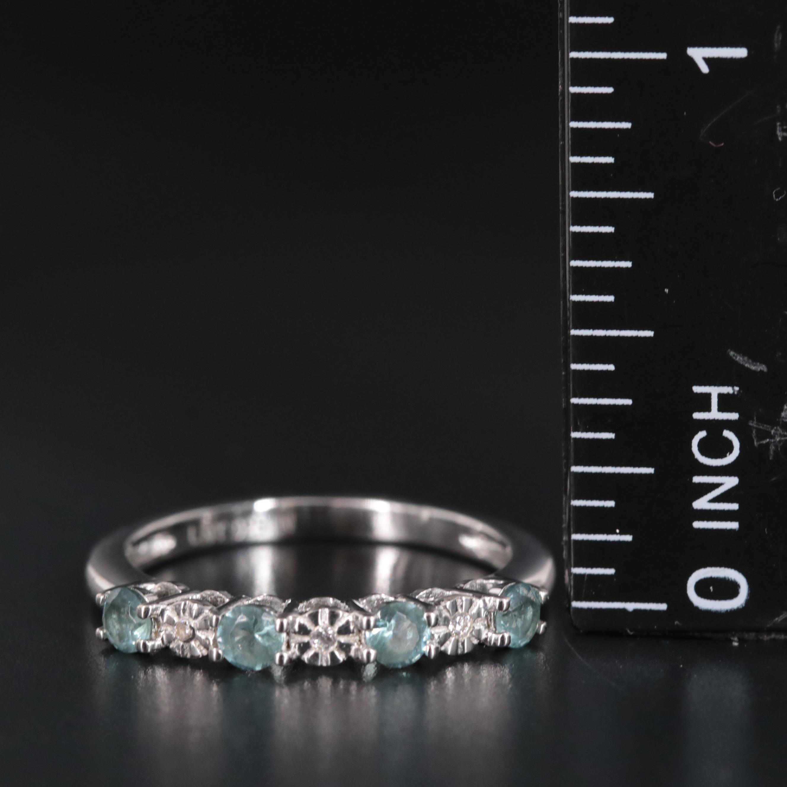 Sterling Silver Topaz and Cubic Zirconia Ring