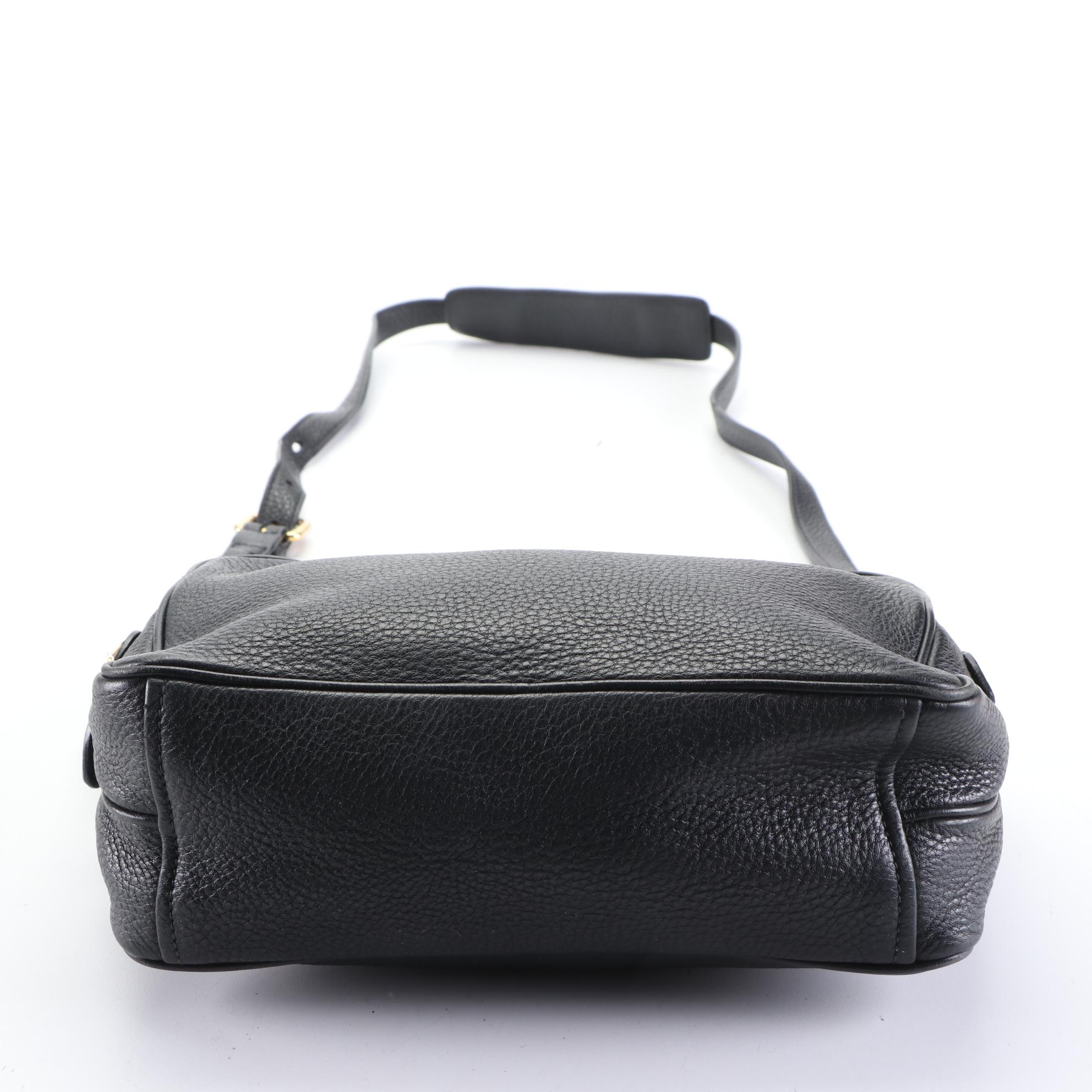 Prada Double Zip Crossbody Bag in Black Vitello Phenix Leather