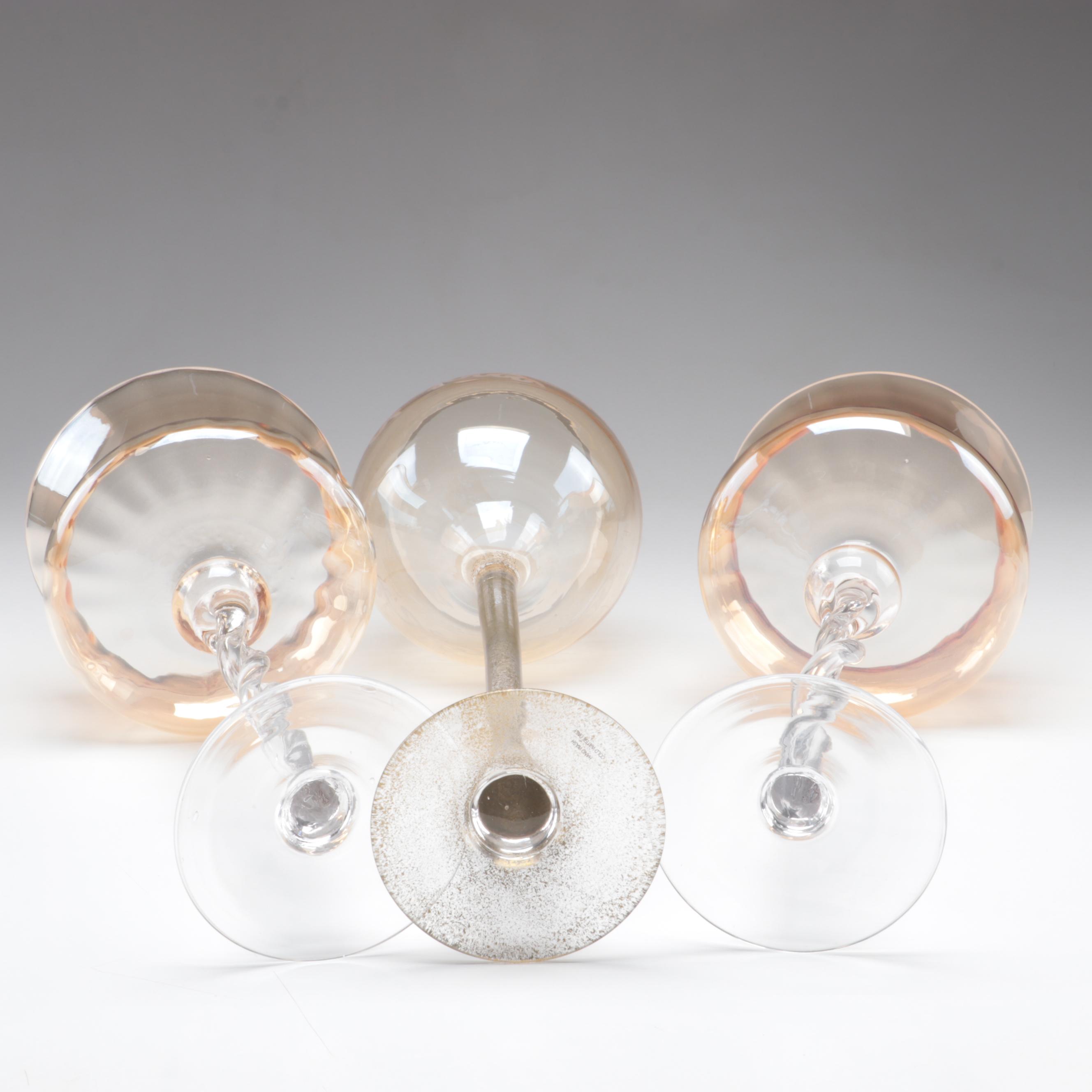 Orange Tinted Glass Vase with Potpourri and Other Glass Décor