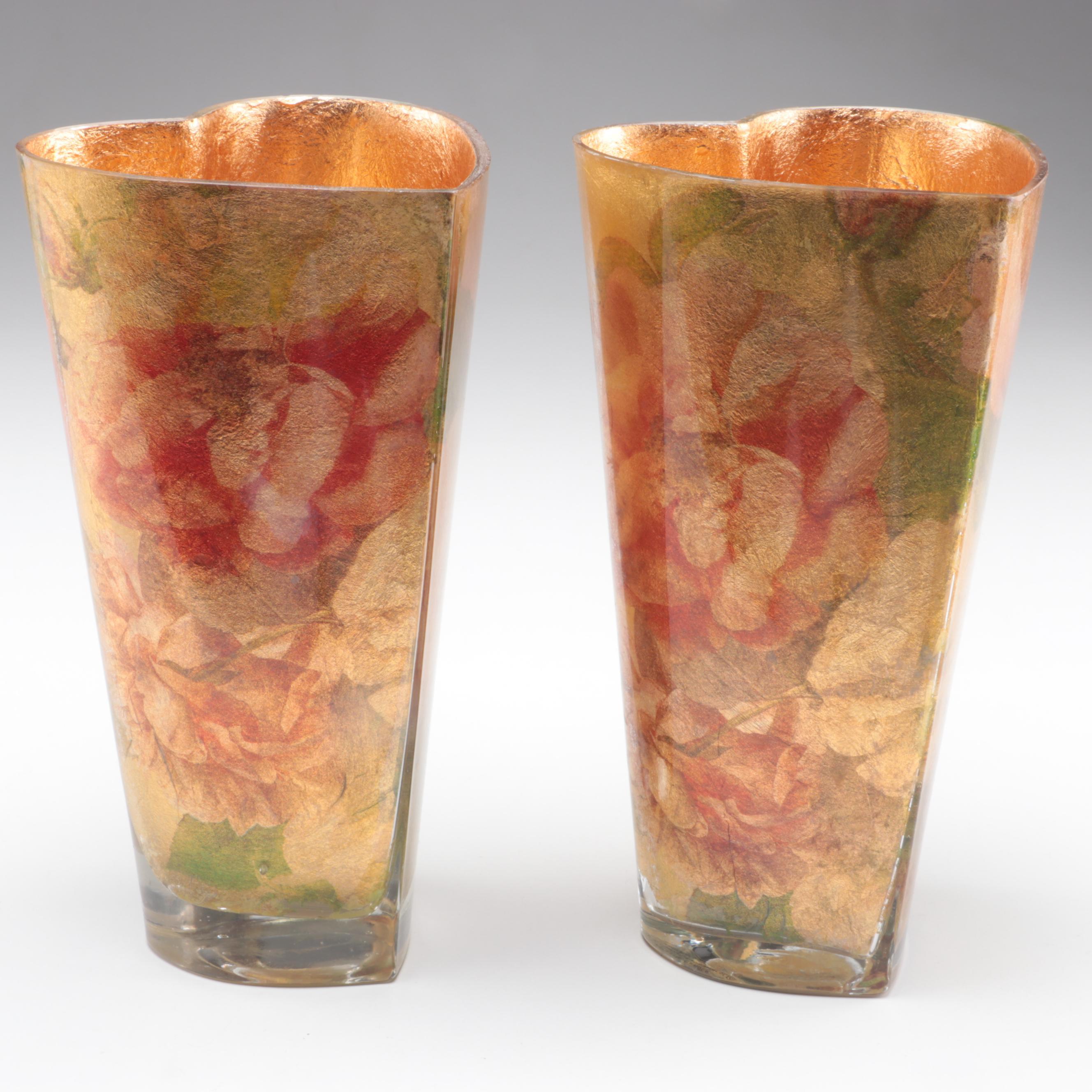 Orange Tinted Glass Vase with Potpourri and Other Glass Décor
