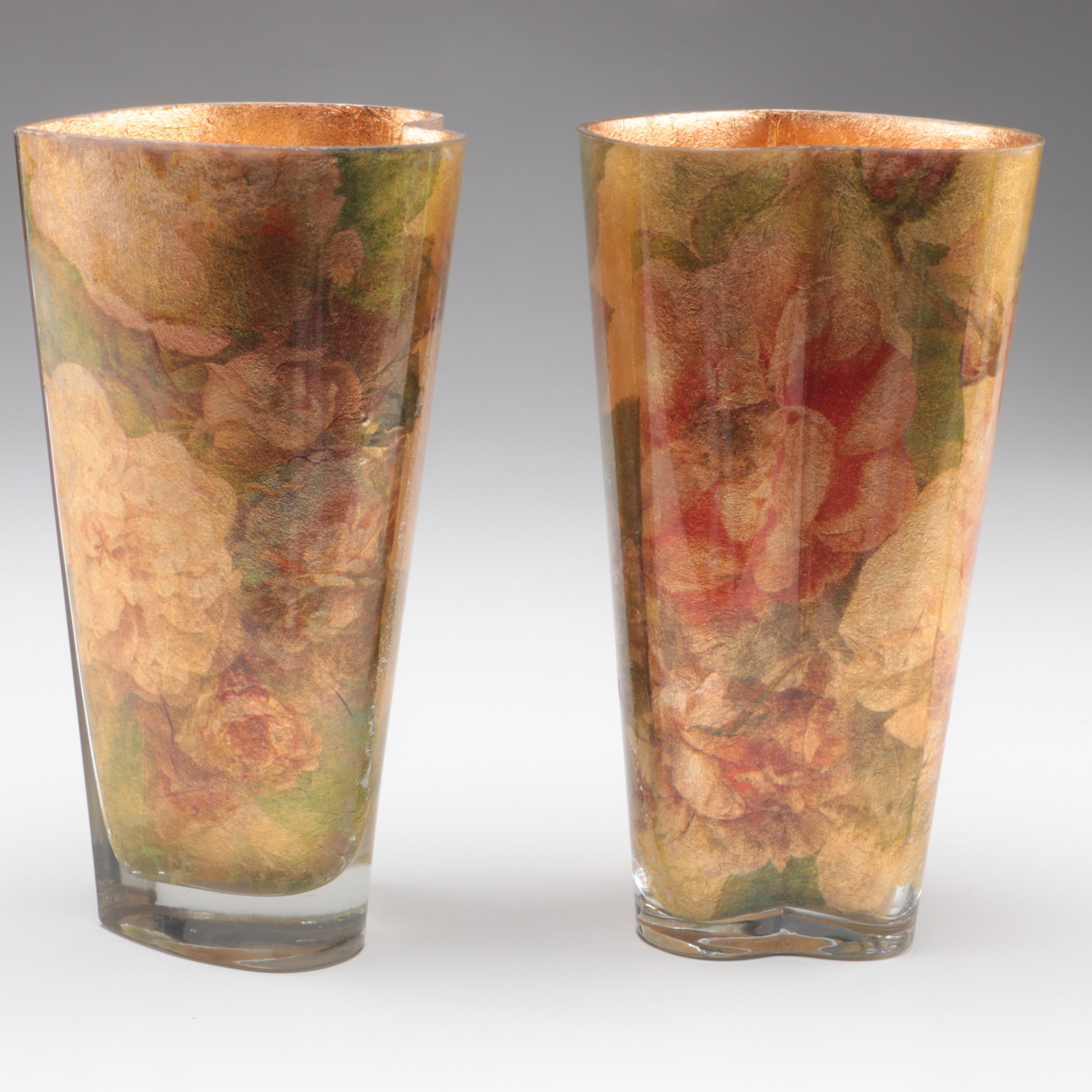 Orange Tinted Glass Vase with Potpourri and Other Glass Décor