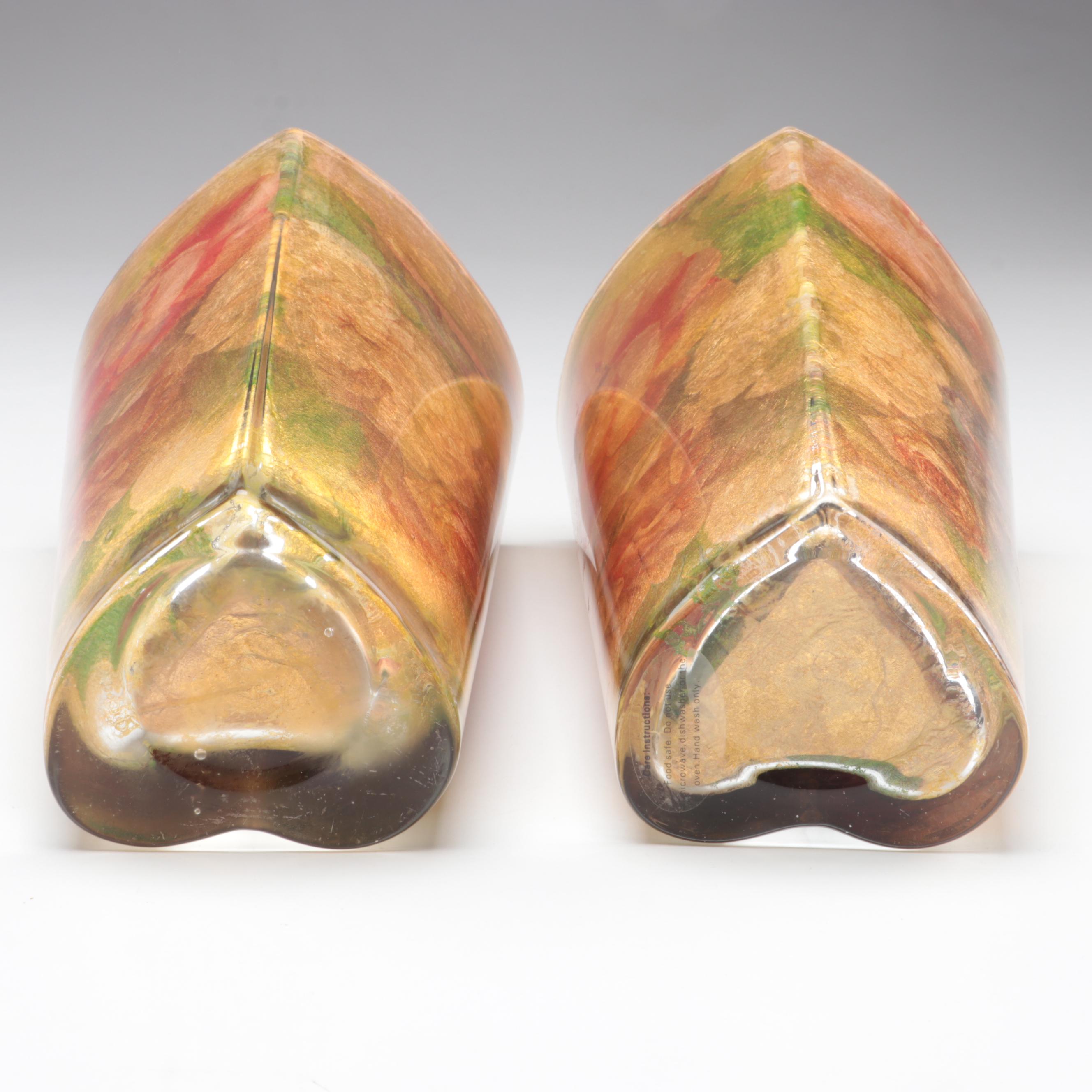 Orange Tinted Glass Vase with Potpourri and Other Glass Décor