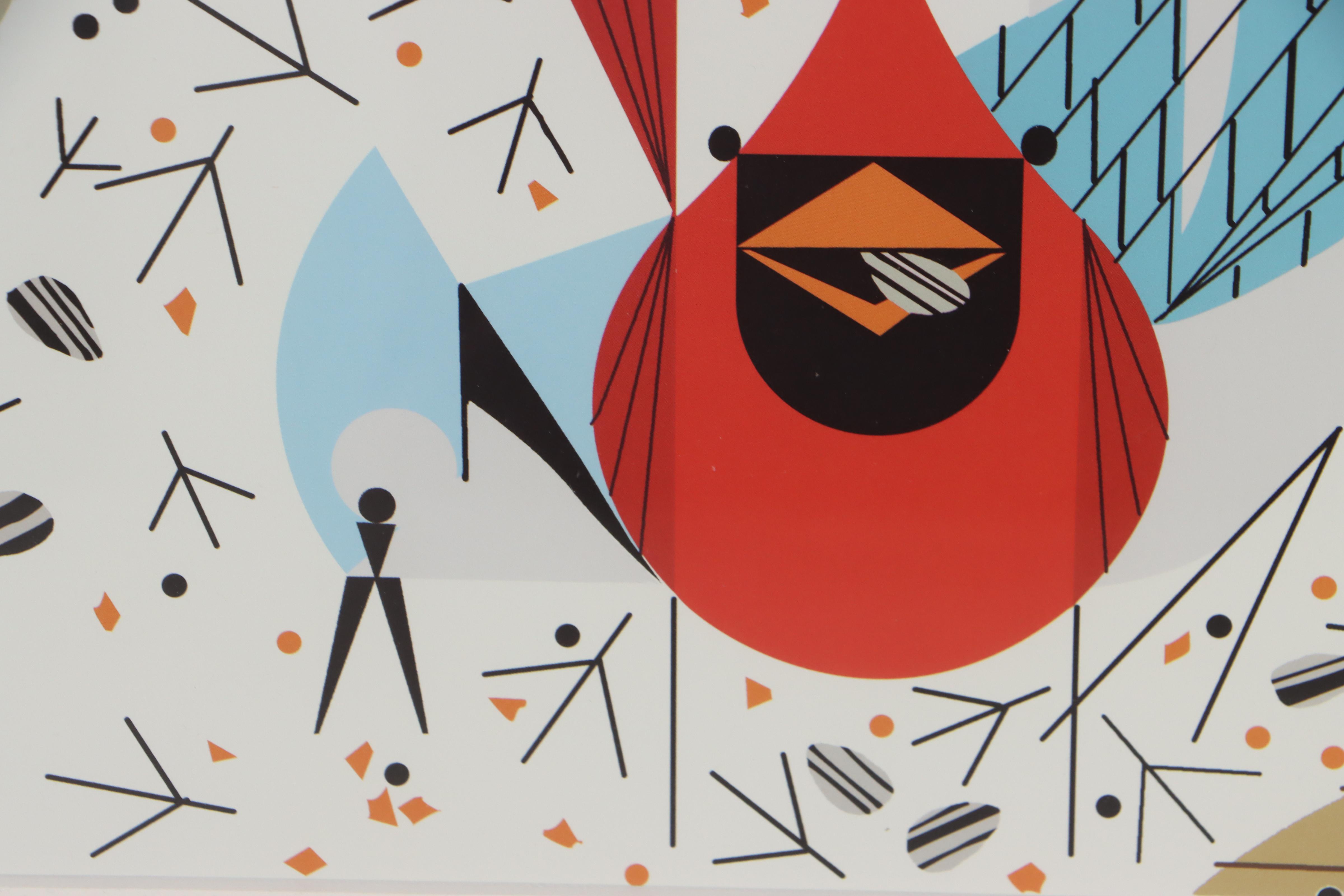 Offset Lithograph After Charley Harper "Birdfeeders"