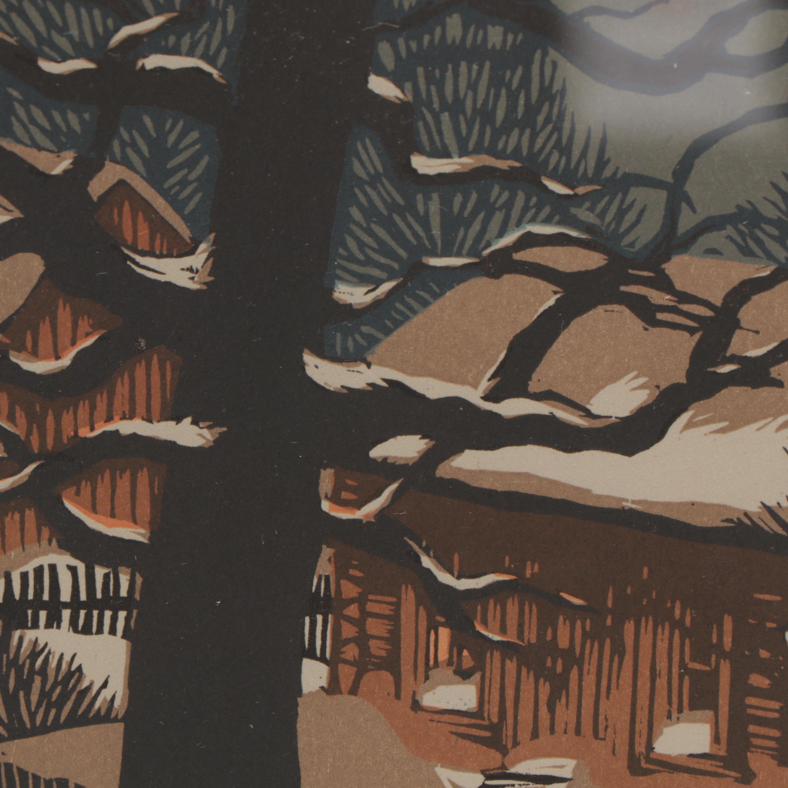 Gustave Baumann Woodcut "January" from "All the Year Round," 1912