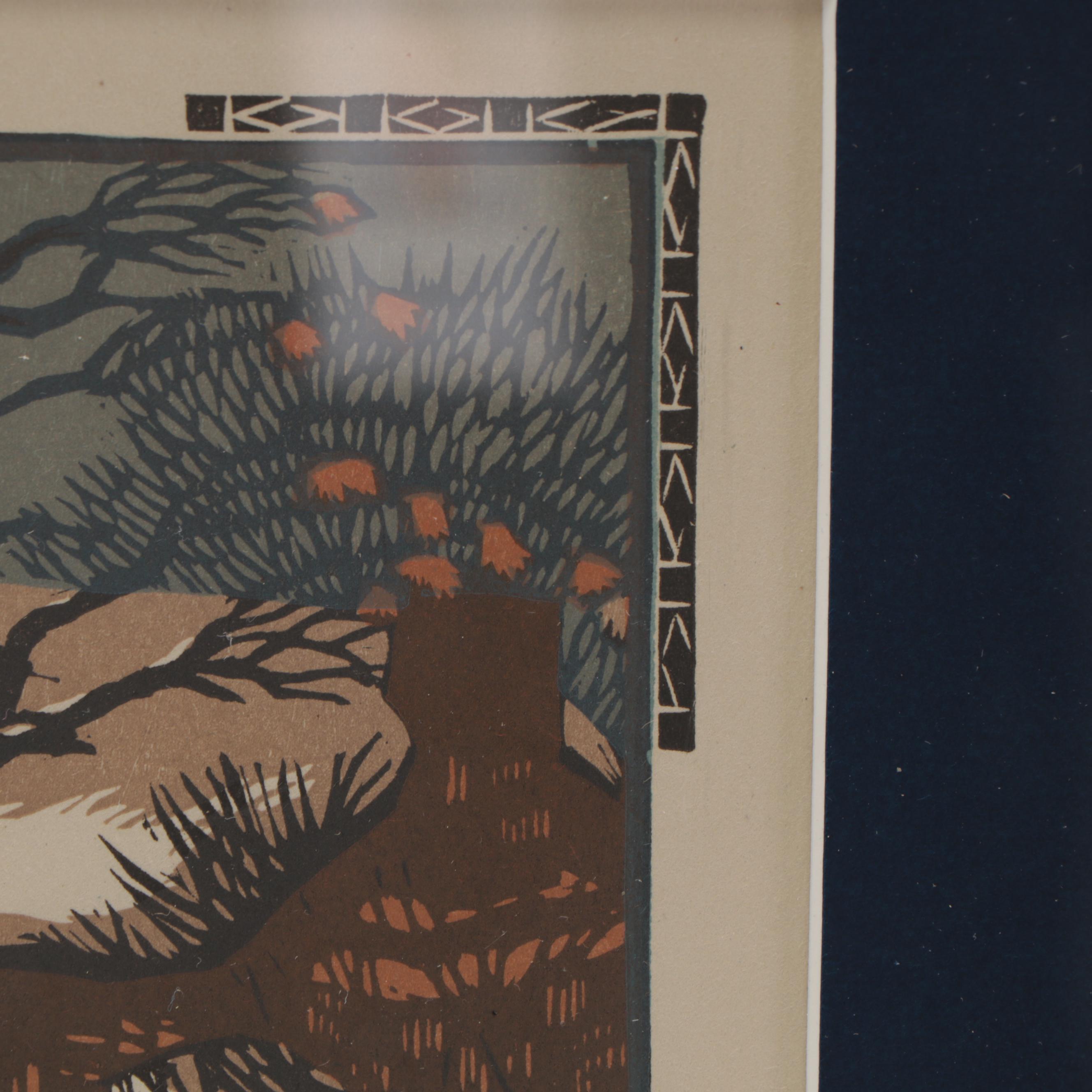 Gustave Baumann Woodcut "January" from "All the Year Round," 1912