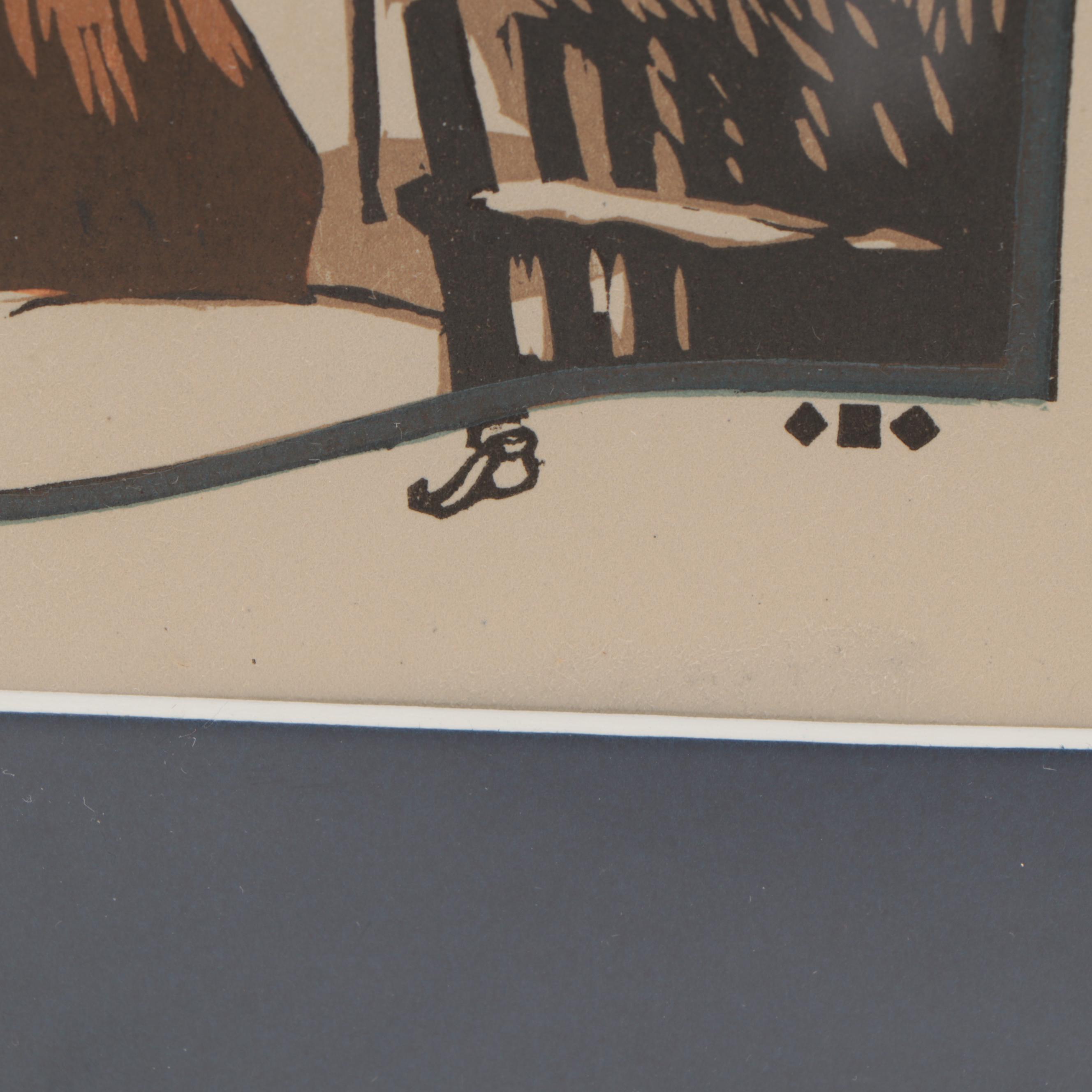 Gustave Baumann Woodcut "January" from "All the Year Round," 1912