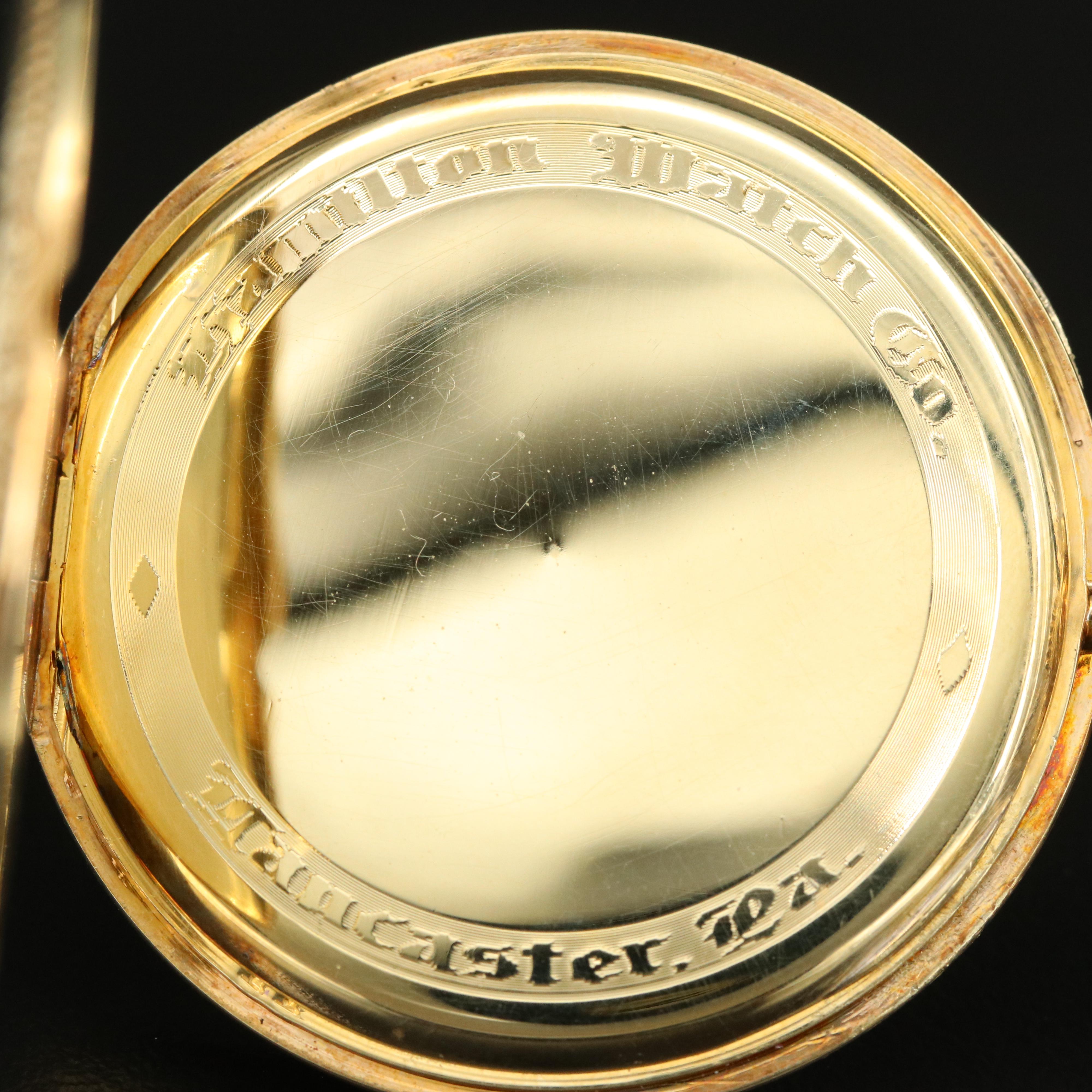 14K Hamilton Open Face Pocket Watch