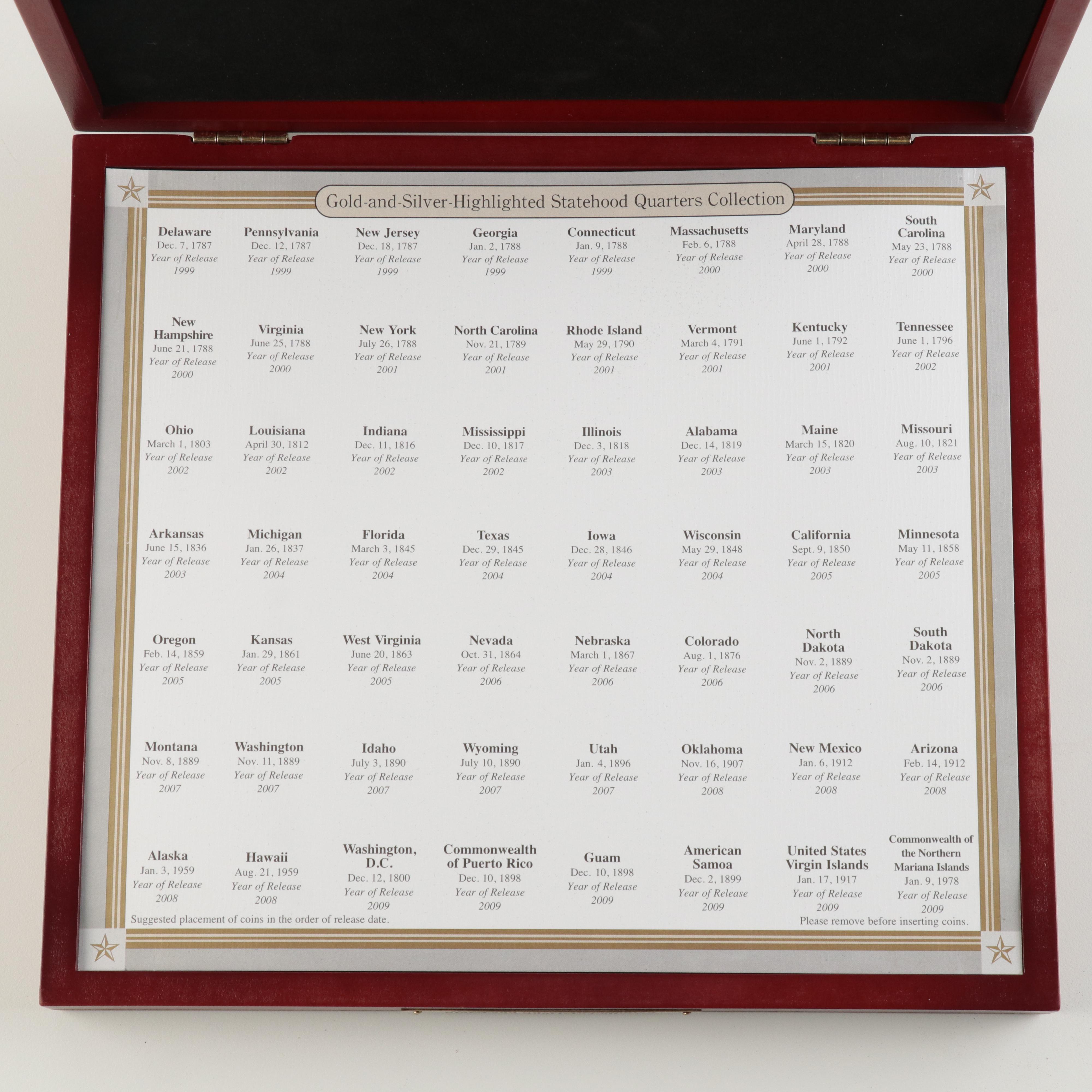 "Gold-and-Silver-Highlighted Statehood Quarters Collection" Coin Set