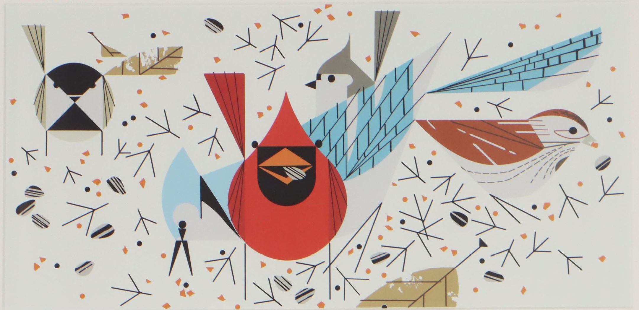 Offset Lithograph After Charley Harper "Birdfeeders"