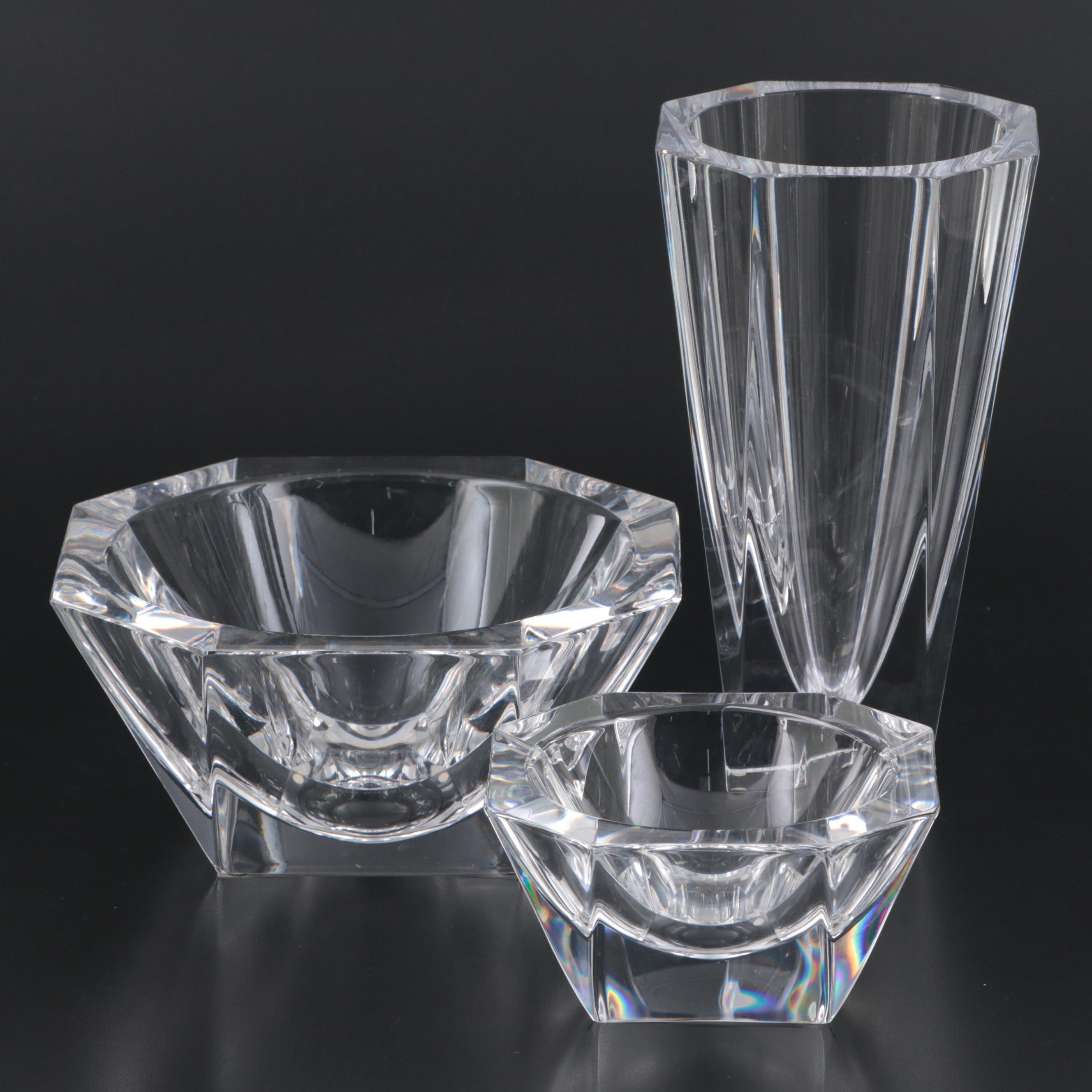 Lars Hellsten  for Orrefors Crystal "Odyssey" Vase and Bowls