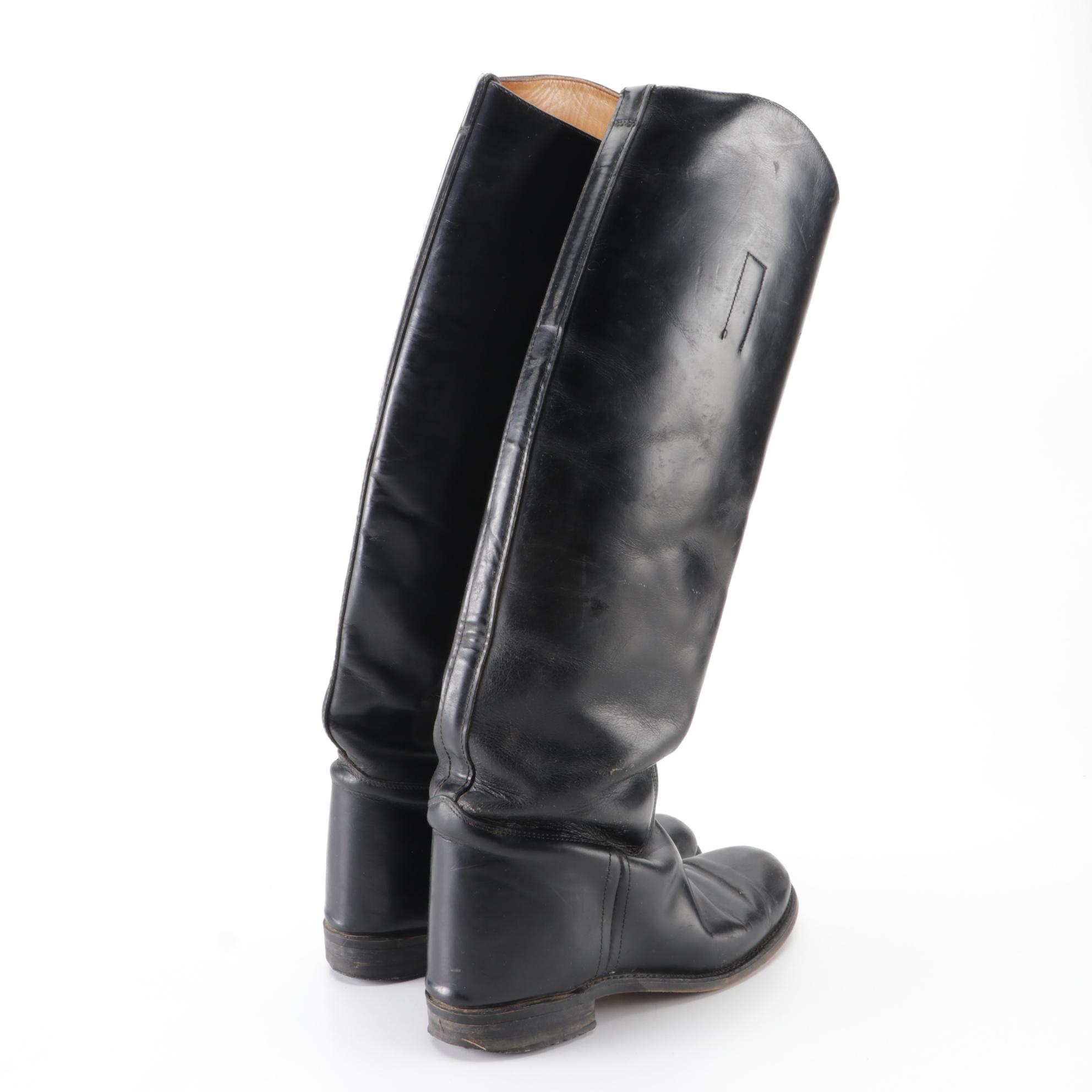 Black Leather Equestrian Style Boots