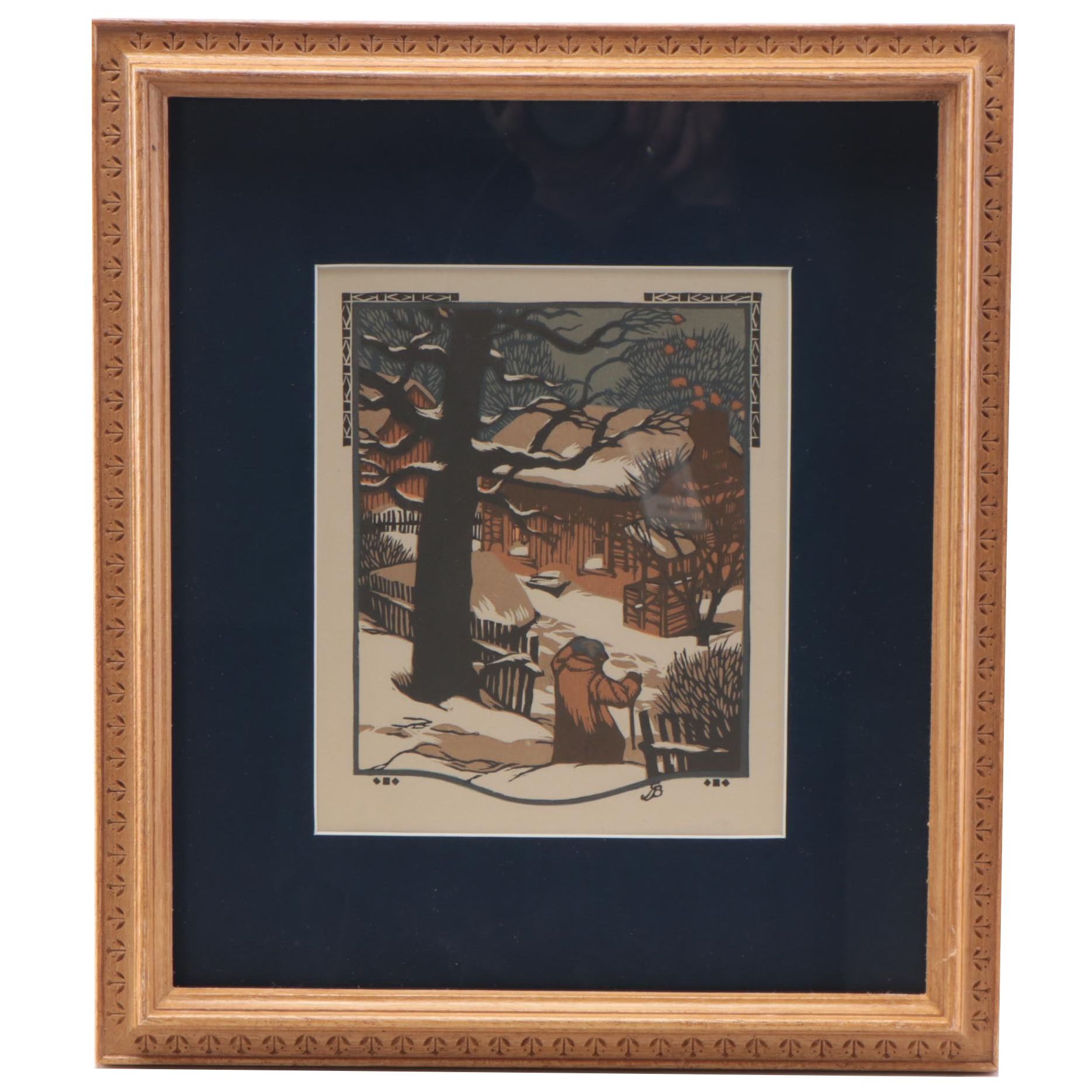 Gustave Baumann Woodcut "January" from "All the Year Round," 1912