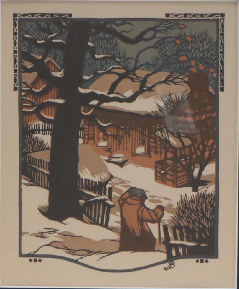 Gustave Baumann Woodcut "January" from "All the Year Round," 1912