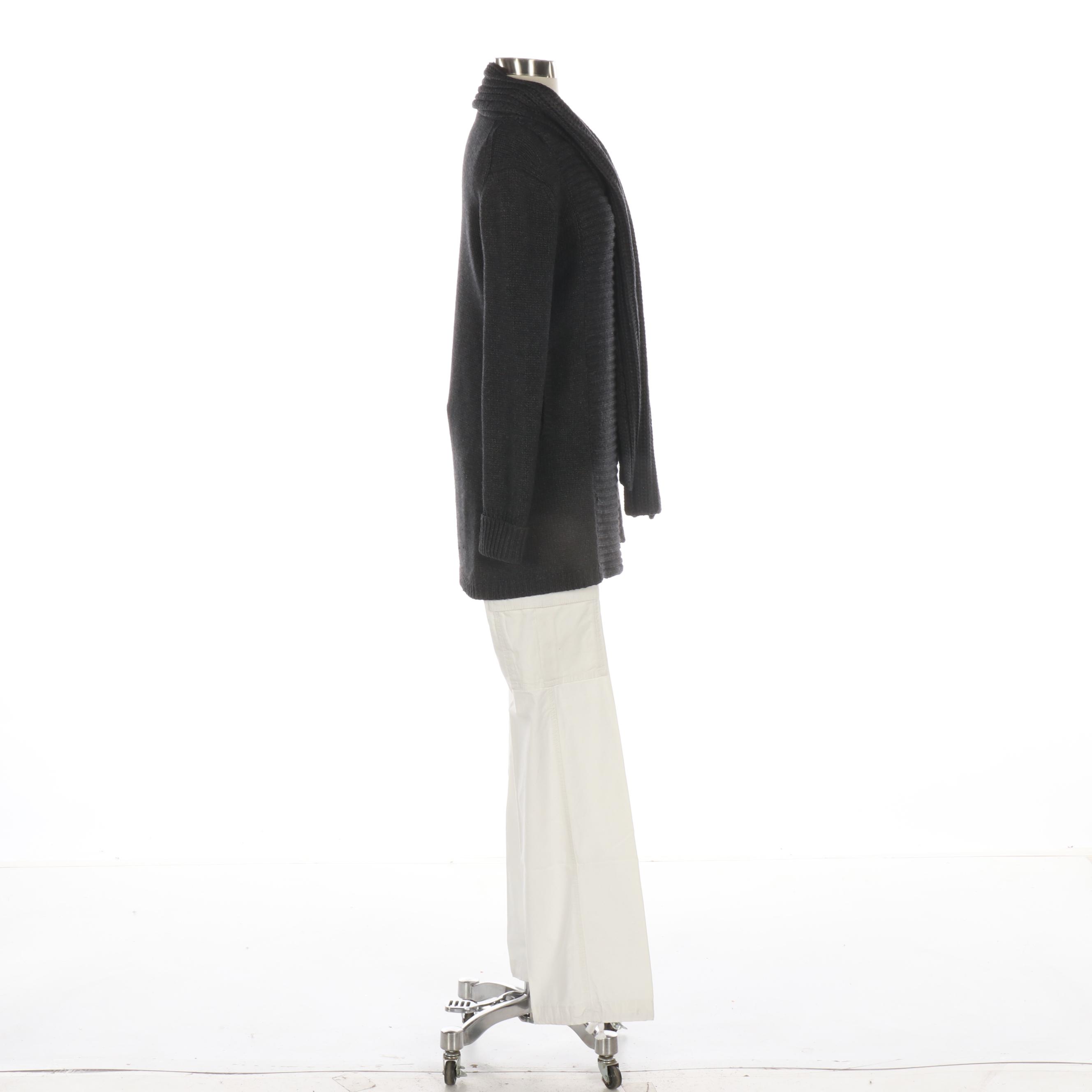 Tory Burch White Cargo Pants with Theory Knit Sweater