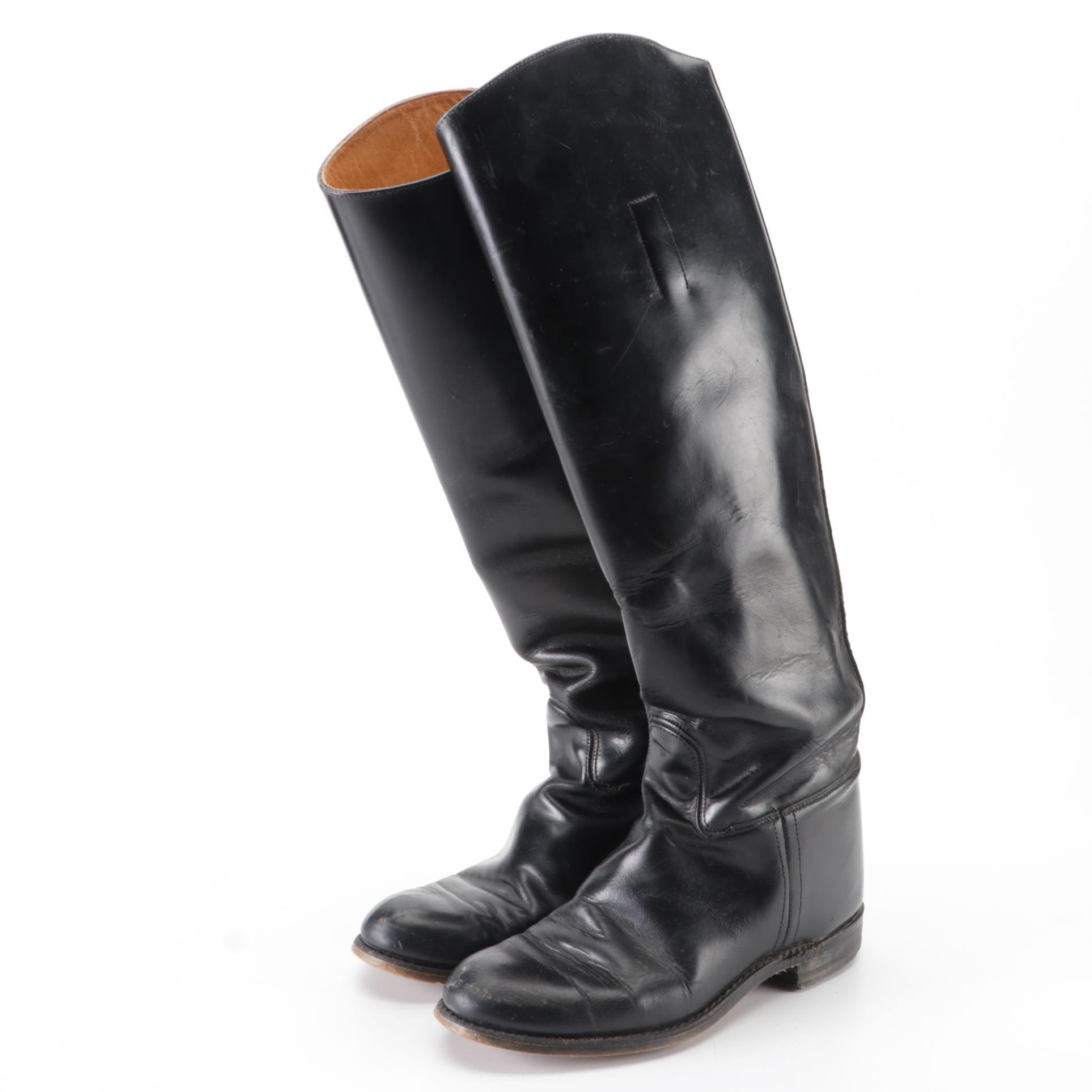 Black Leather Equestrian Style Boots