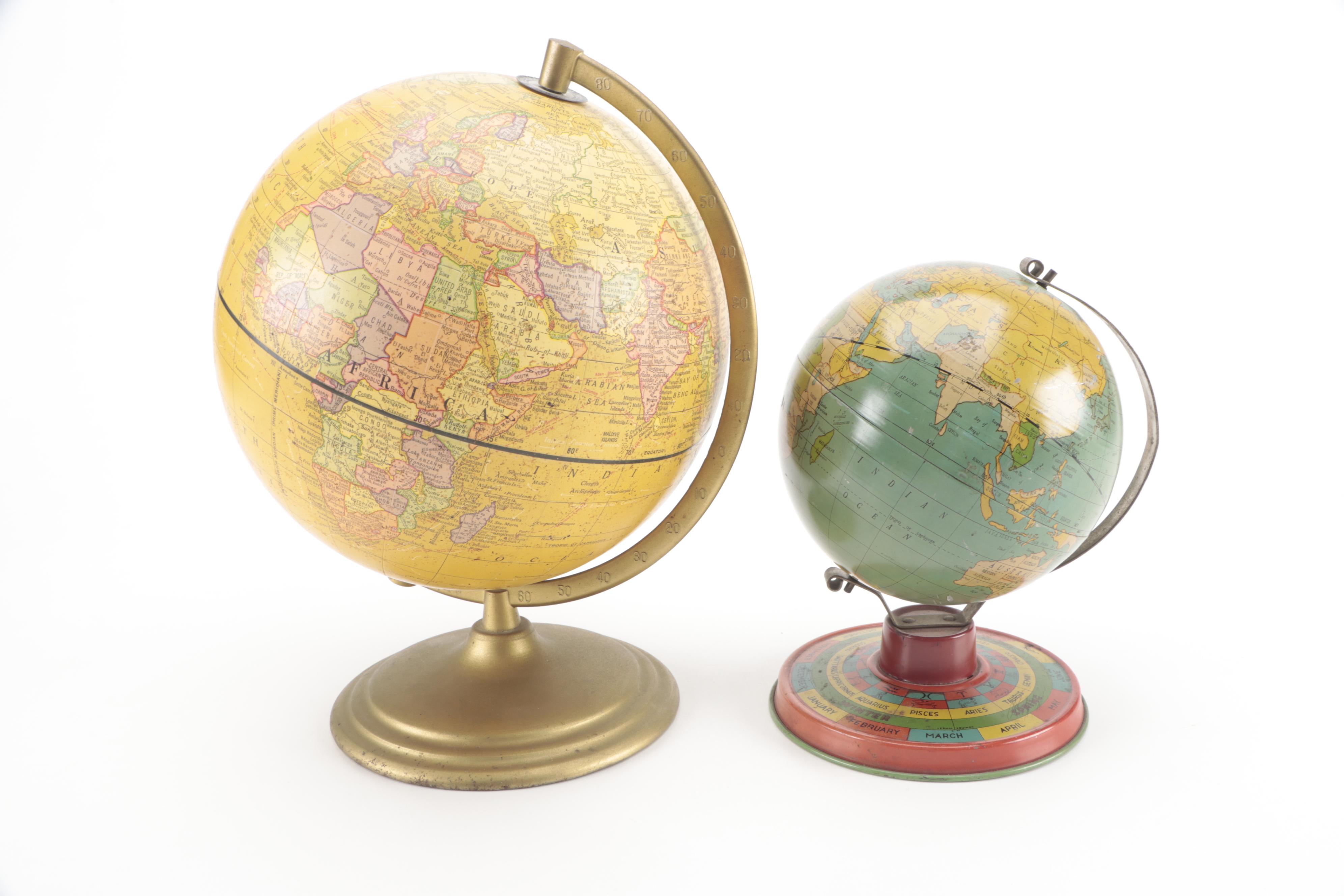 Geo. F. Cram Co Inc 9" Terrestrial Globe with Globe Coin Back and Others