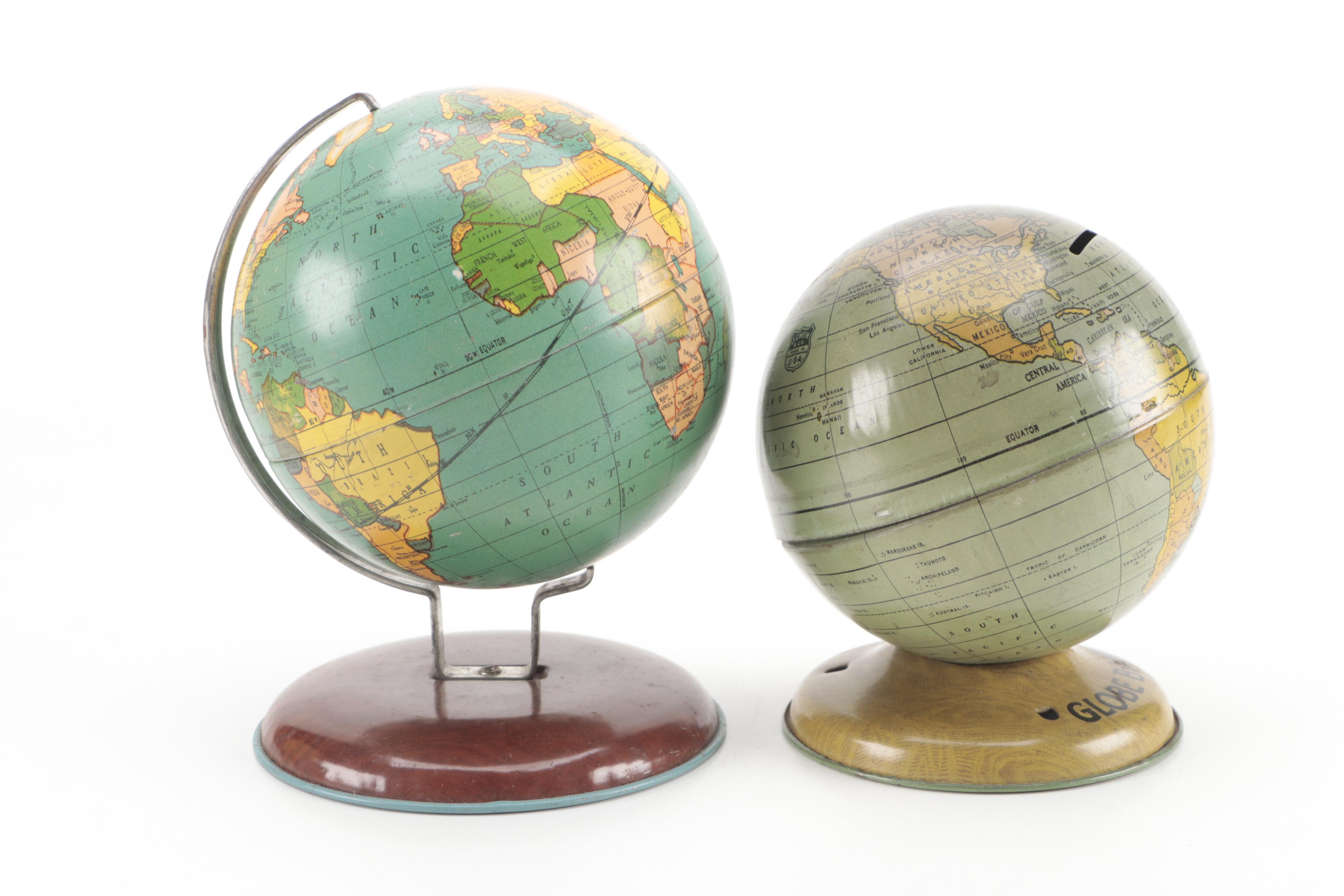 Geo. F. Cram Co Inc 9" Terrestrial Globe with Globe Coin Back and Others