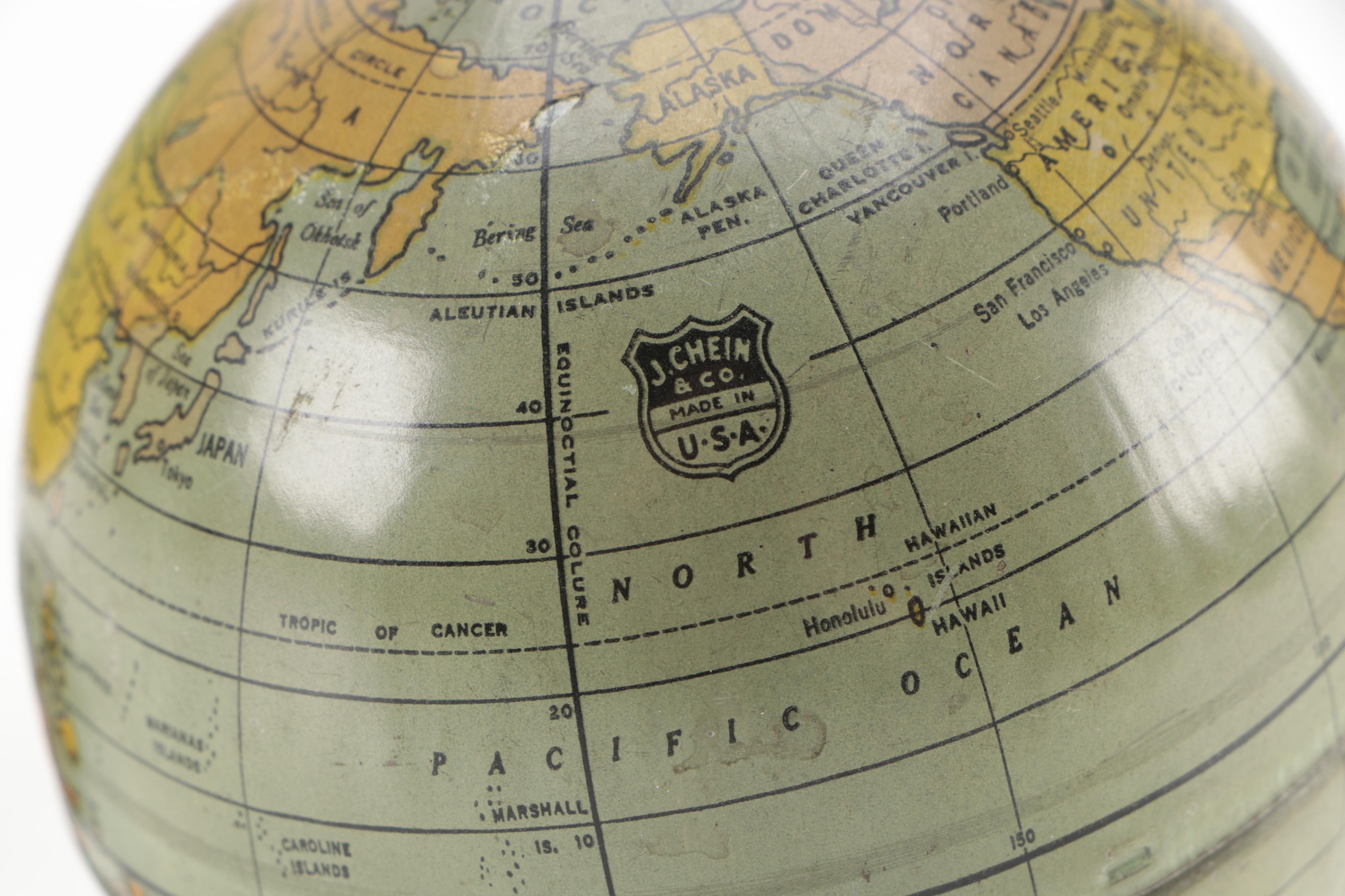 Geo. F. Cram Co Inc 9" Terrestrial Globe with Globe Coin Back and Others