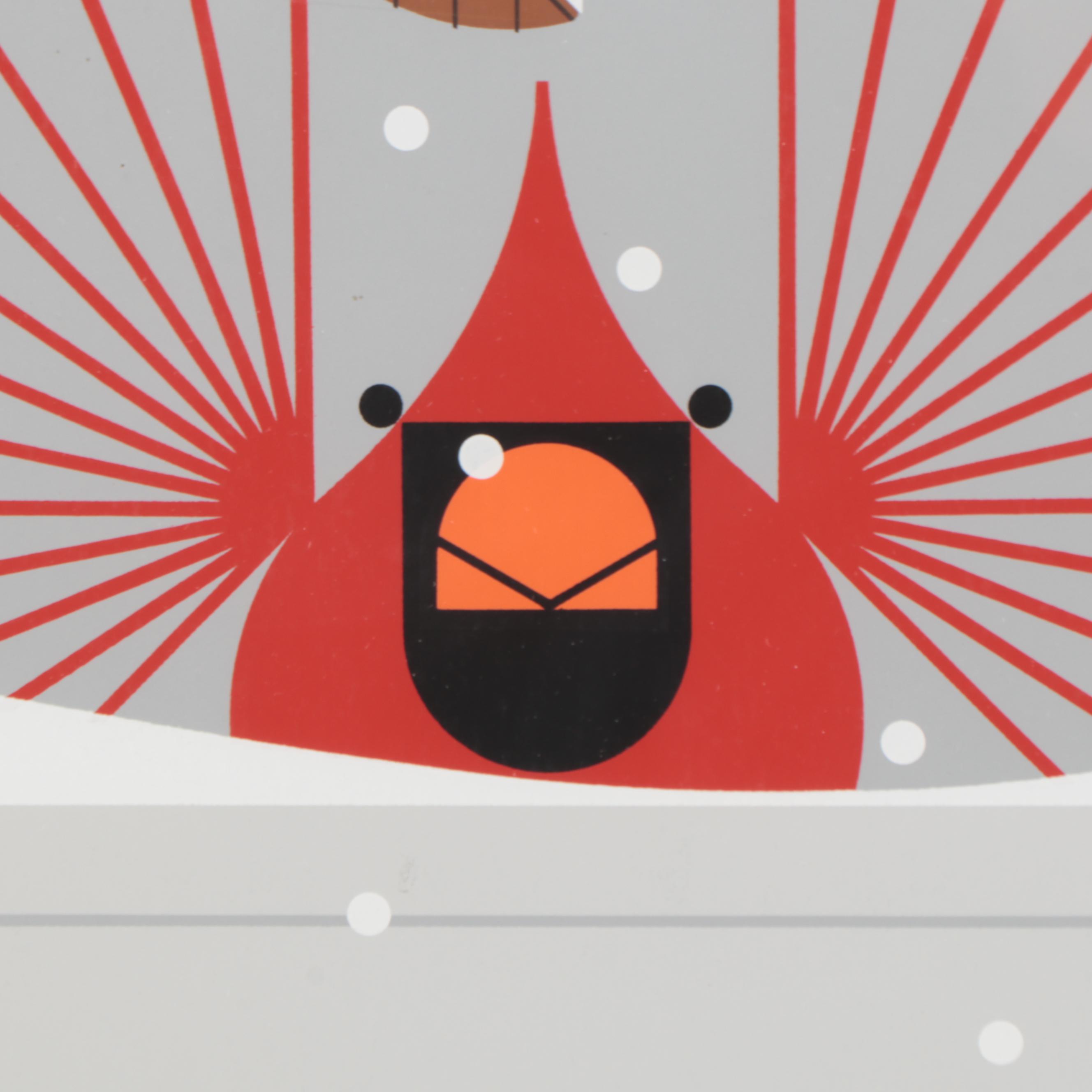 Charley Harper Serigraph "Brrrdbath," 1986