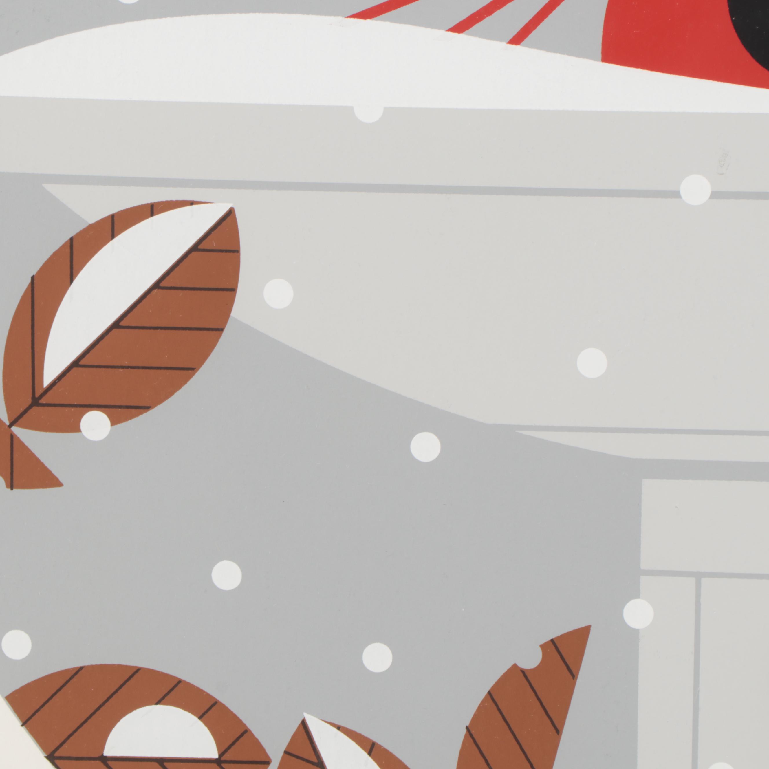 Charley Harper Serigraph "Brrrdbath," 1986