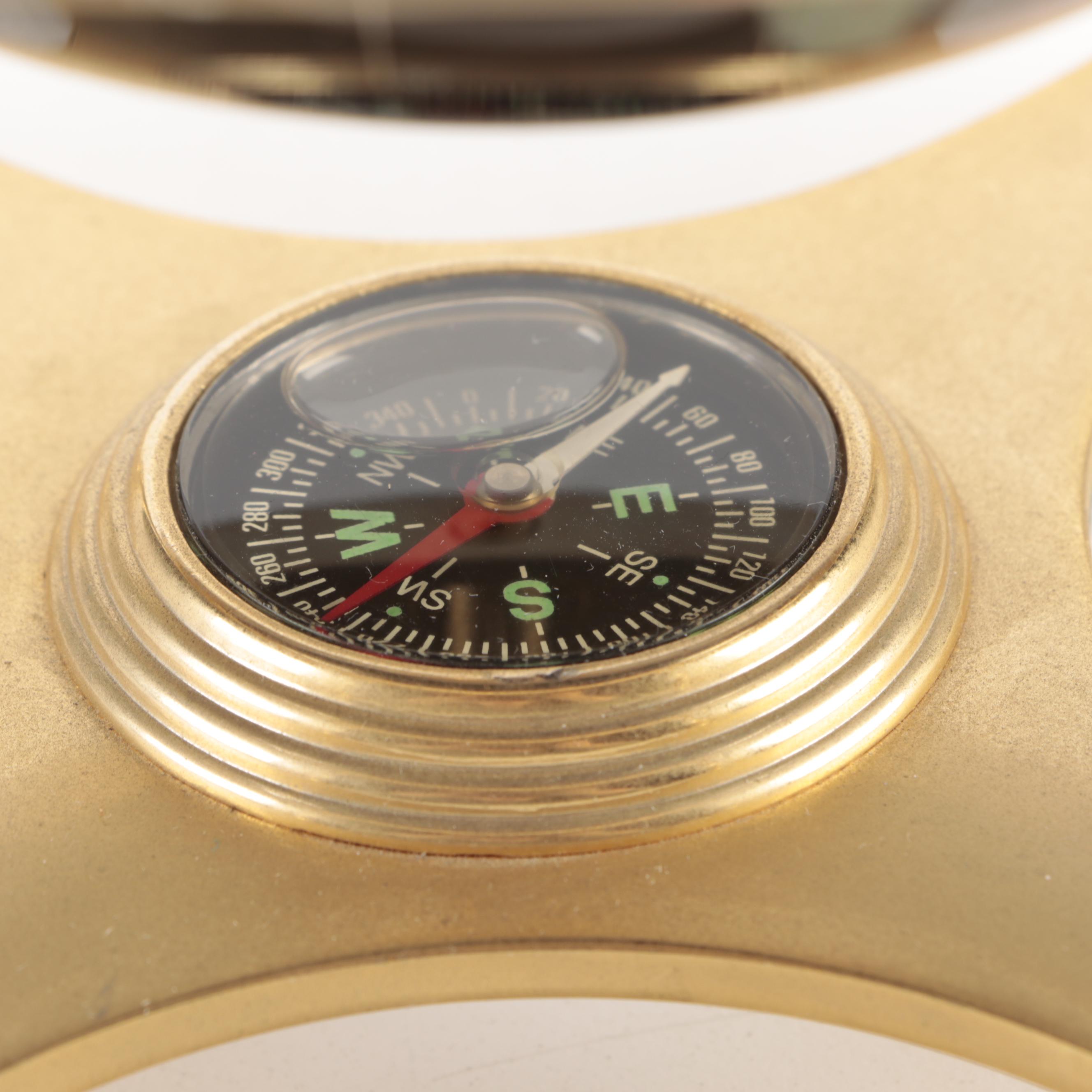Gemstone Inlaid Globe on Brass Stand