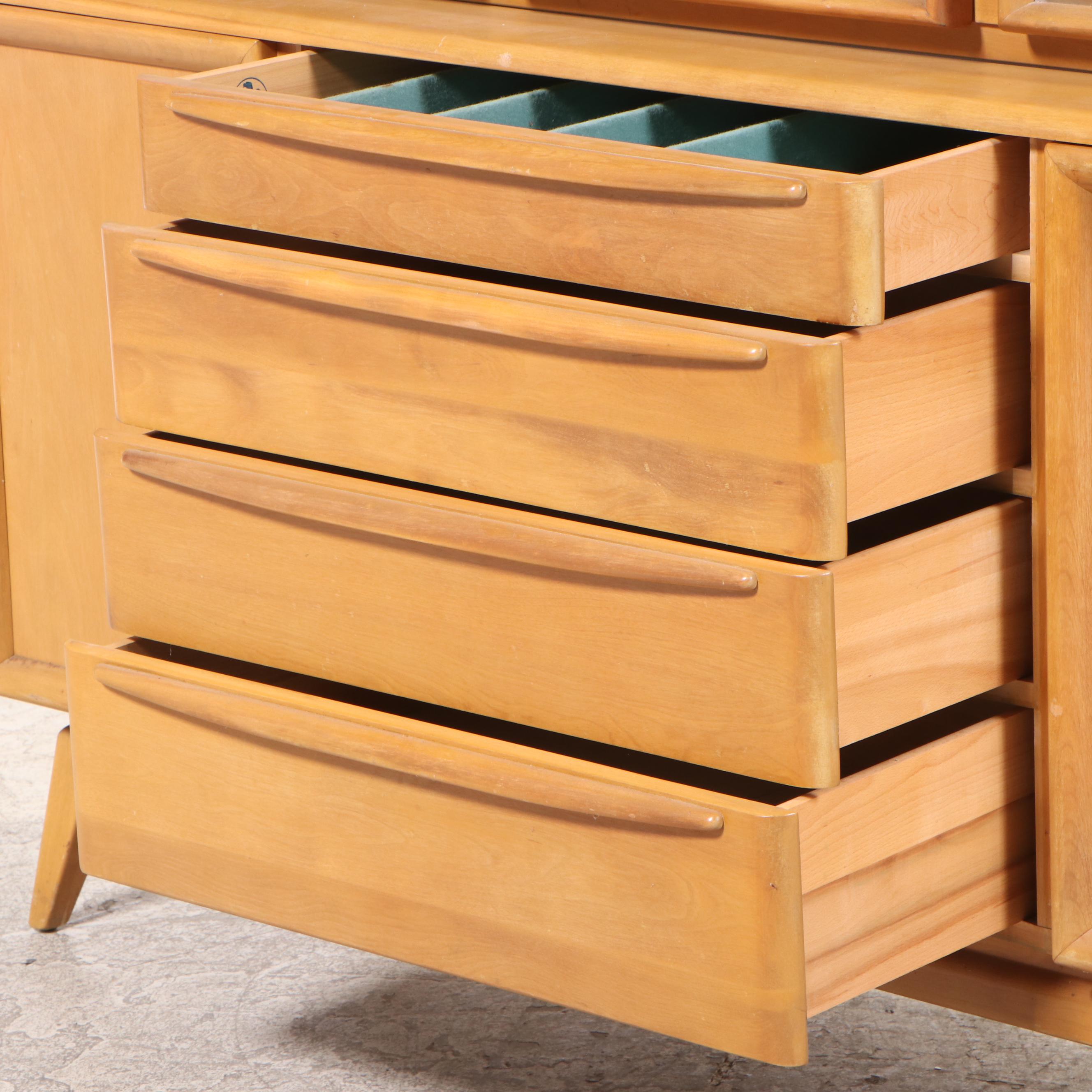 Heywood-Wakefield Mid Century Modern China Cabinet in Wheat Finish