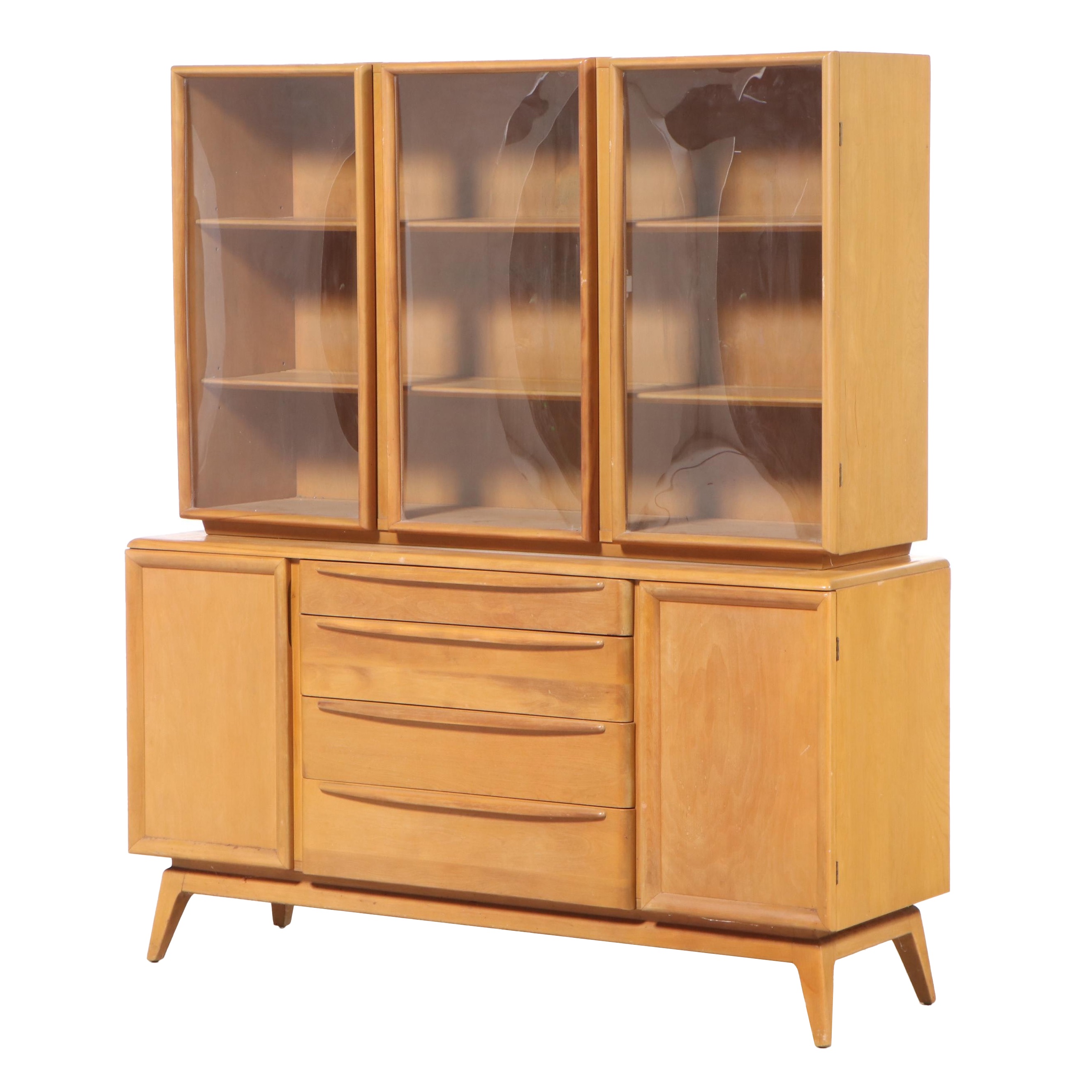 Heywood-Wakefield Mid Century Modern China Cabinet in Wheat Finish