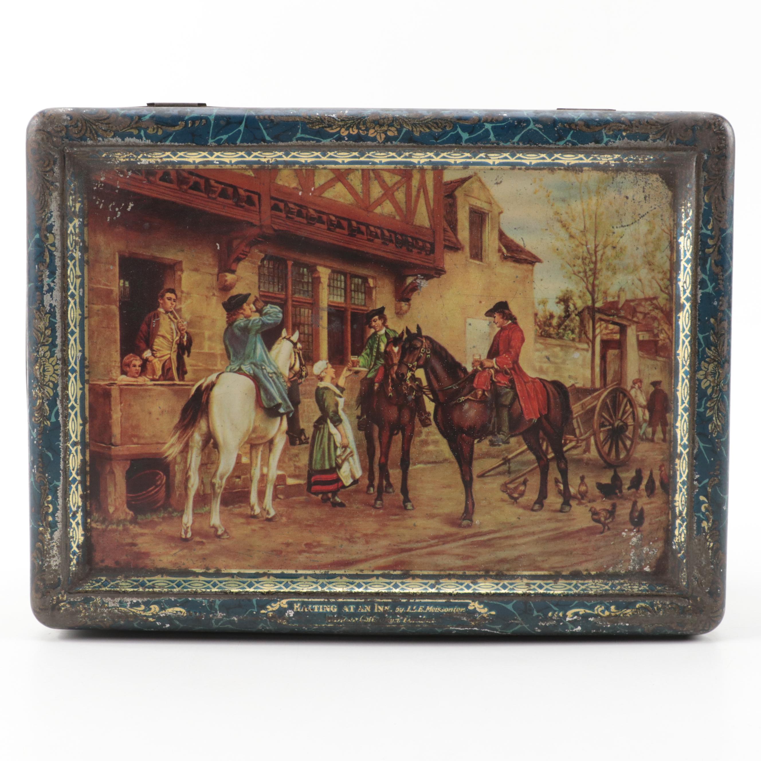 Yerba Mate Gourd Set with Marquetry Horse Mirror Compacts and Tin-Litho Box