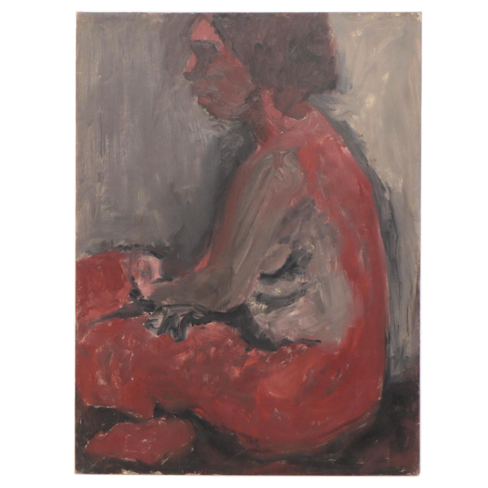 Pacimeo Oil Painting of a Seated Female Nude