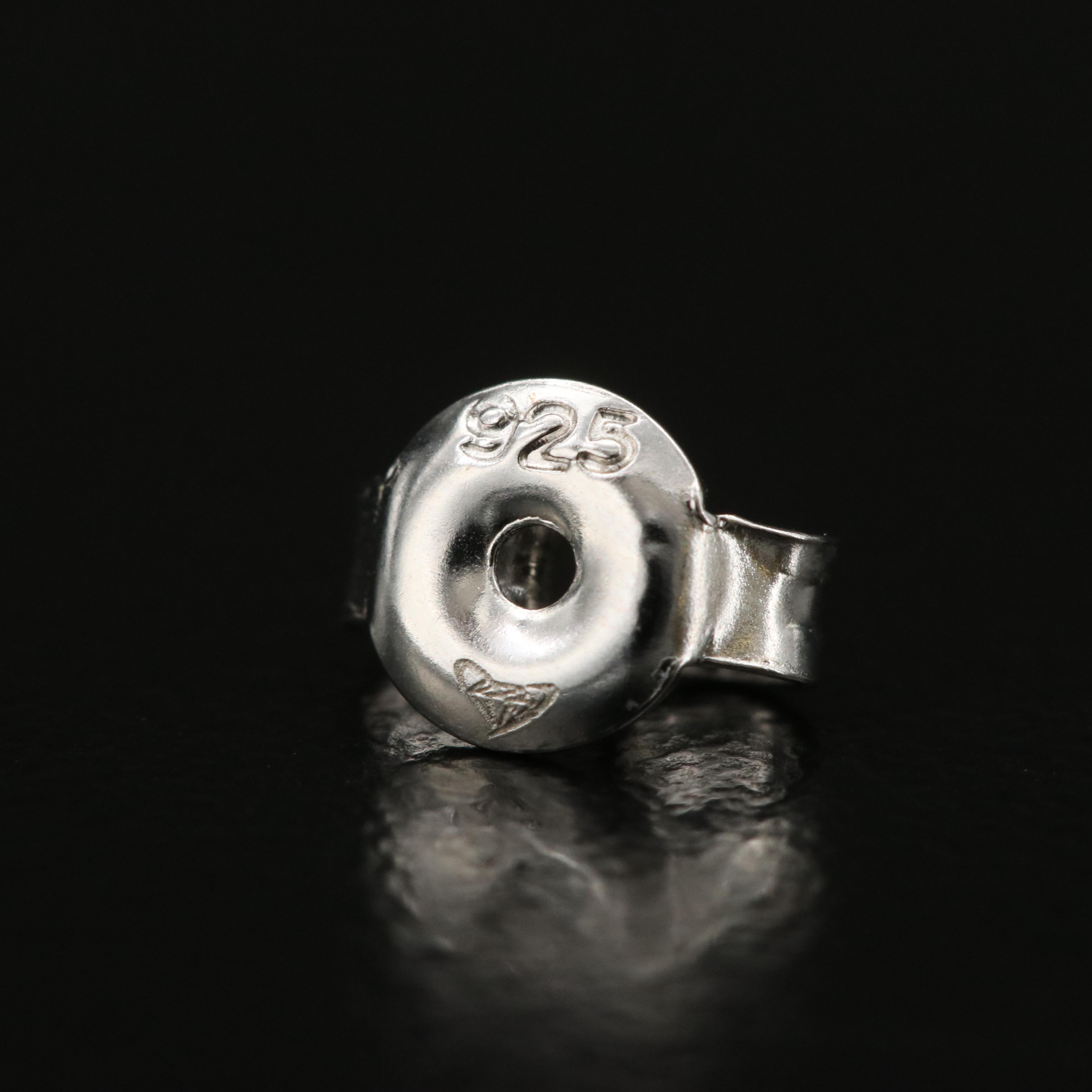 Sterling Asymmetrical Heart and "Love" Earrings with Blue and White Sapphires