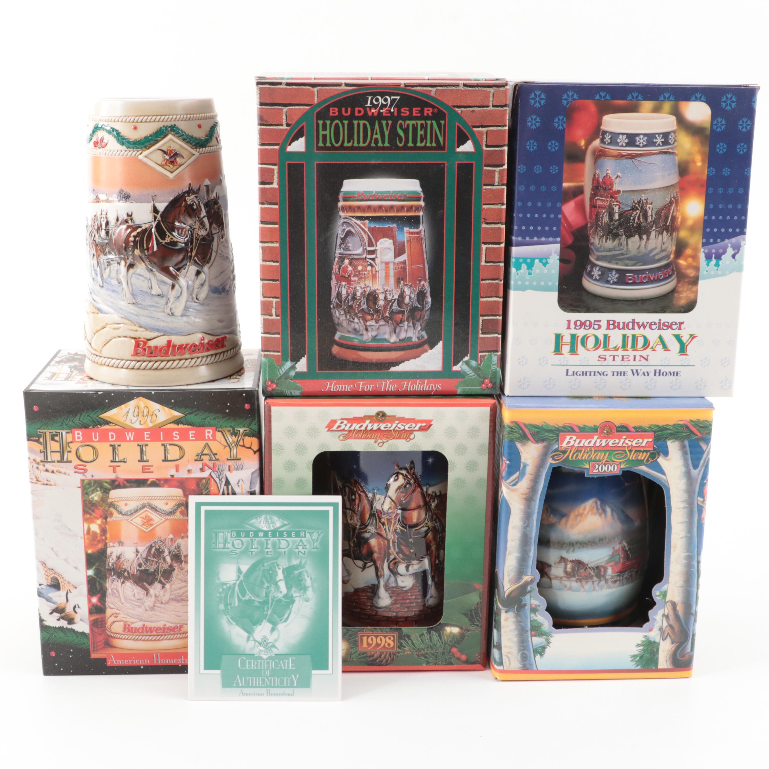 Anheuser-Busch Budweiser Holiday Collector Series and Other Beer Steins
