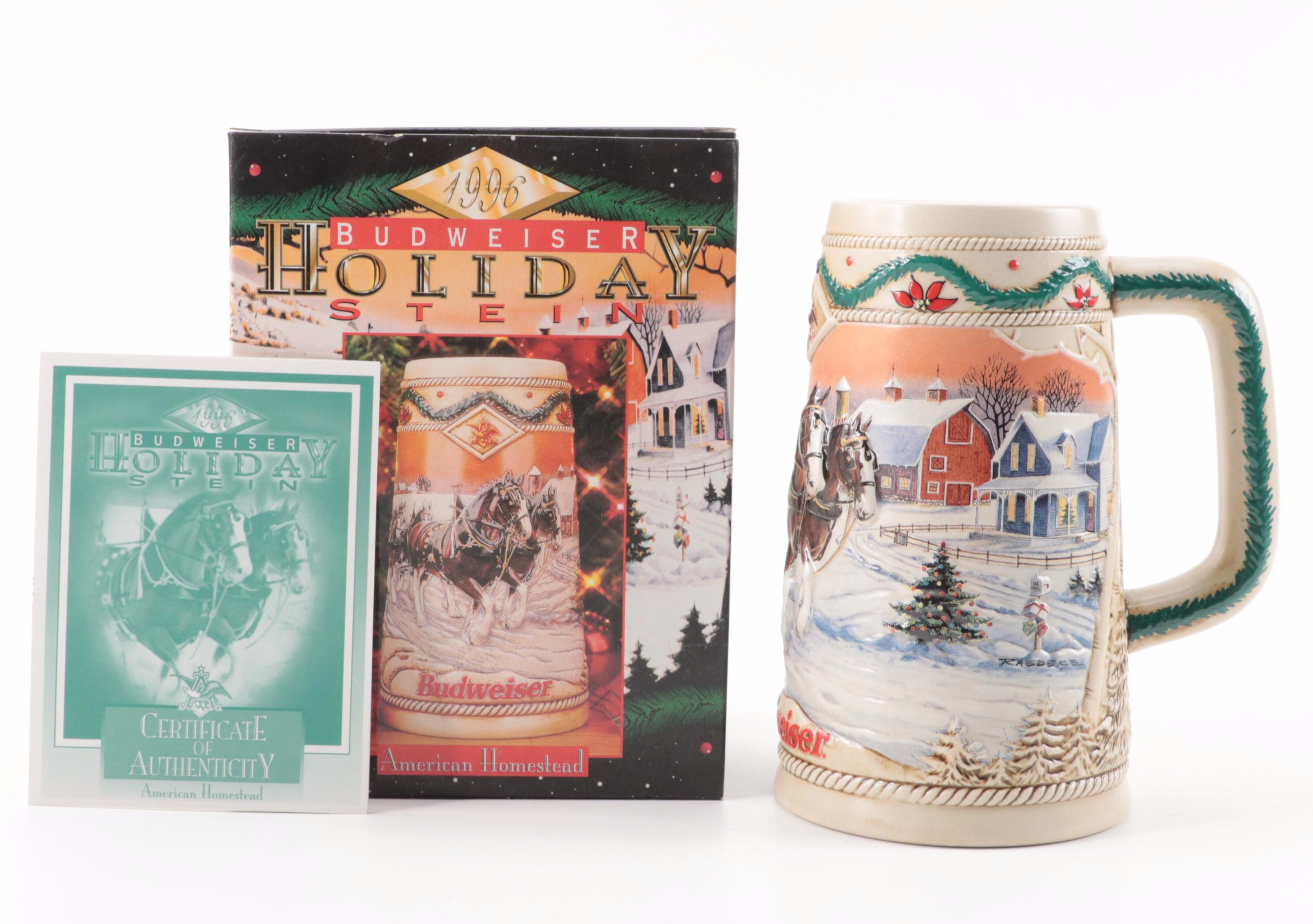 Anheuser-Busch Budweiser Holiday Collector Series and Other Beer Steins