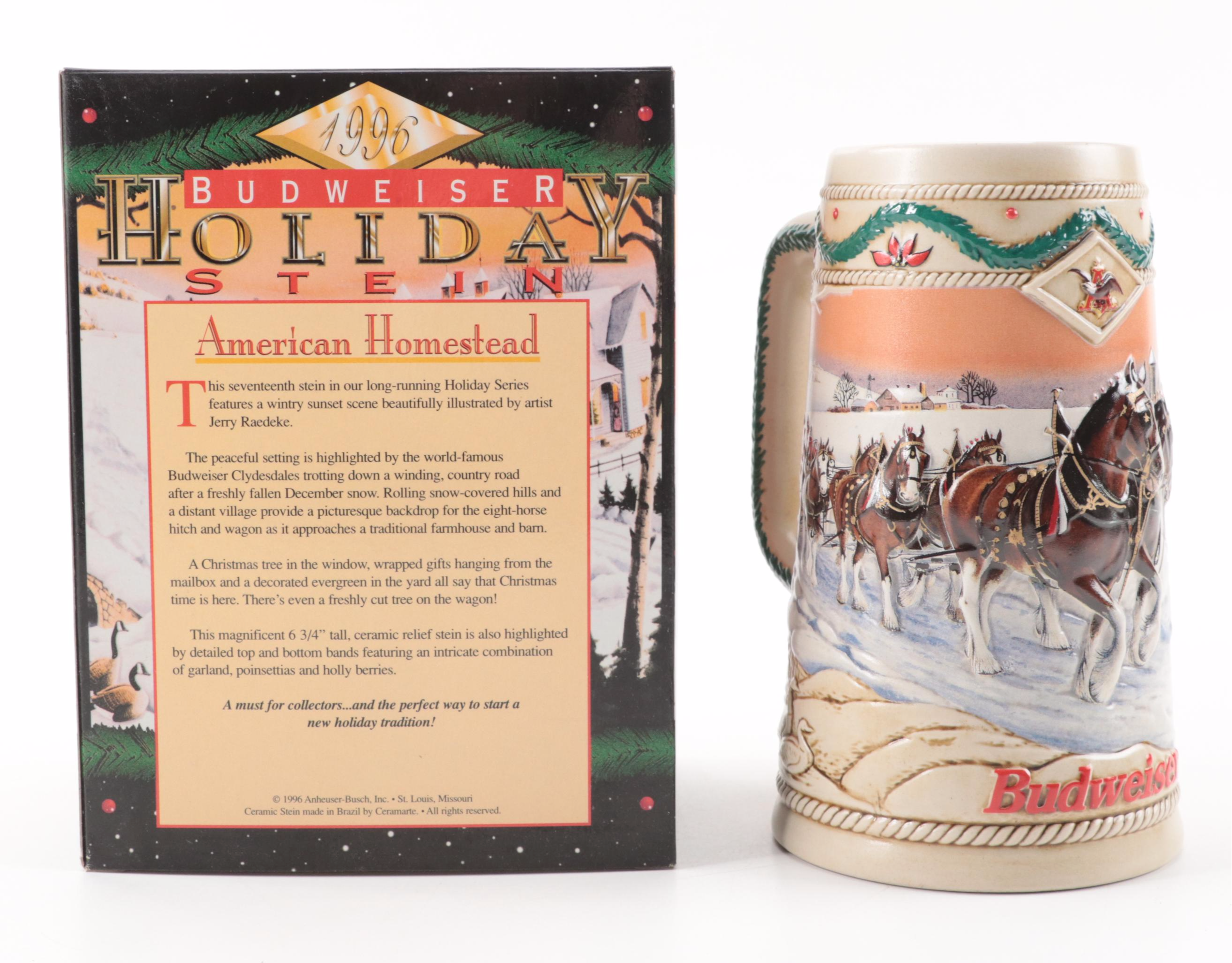 Anheuser-Busch Budweiser Holiday Collector Series and Other Beer Steins