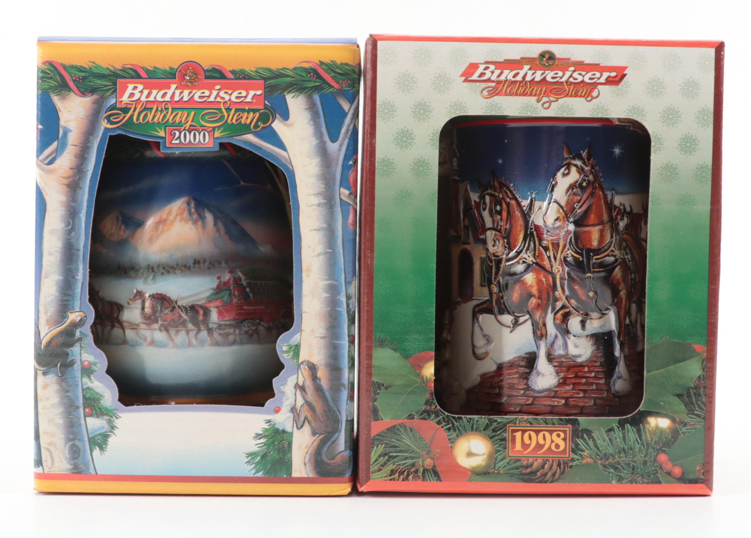 Anheuser-Busch Budweiser Holiday Collector Series and Other Beer Steins