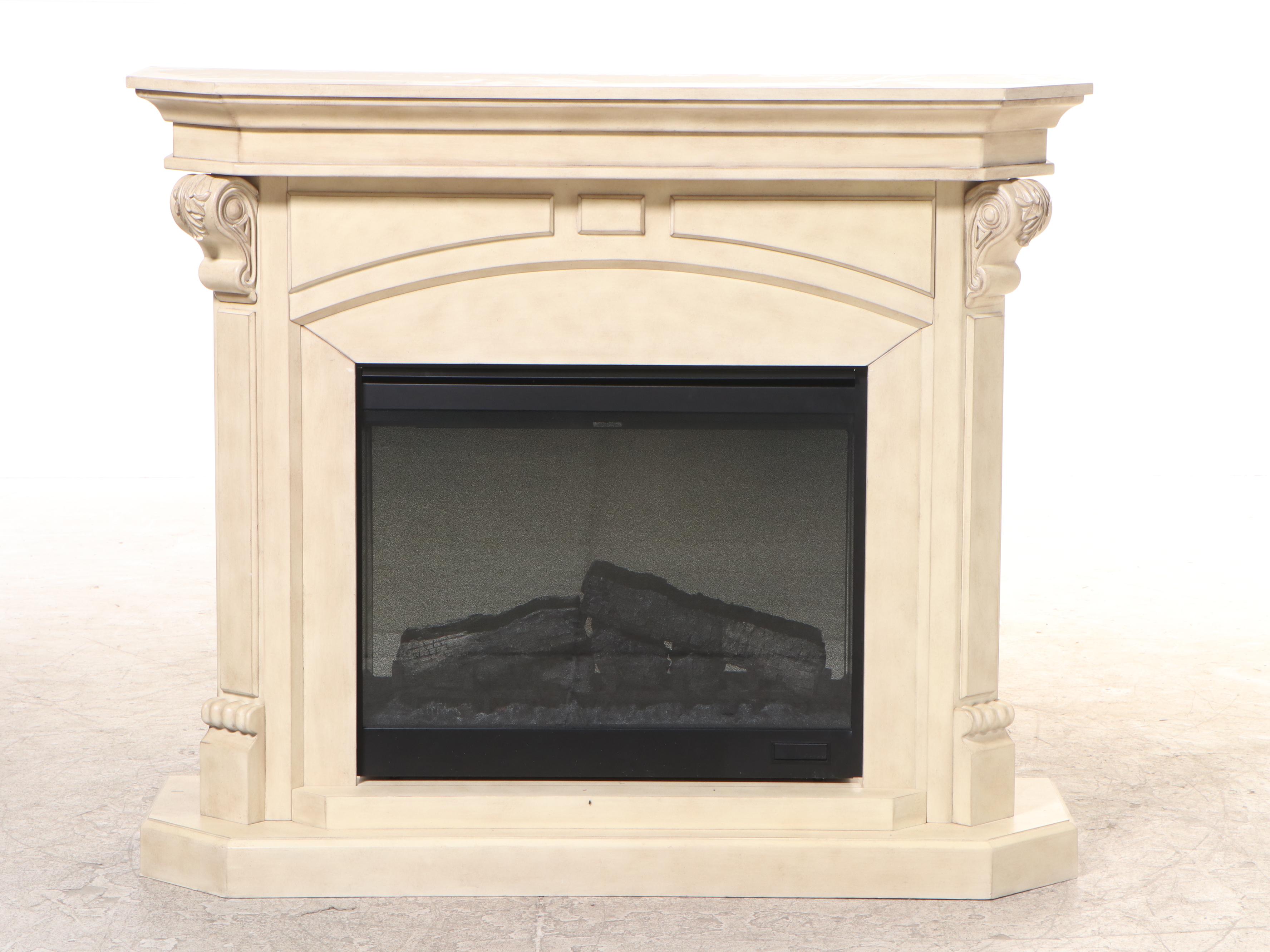 Dimplex Electric Fireplace Heater with Painted Mantel Cabinet
