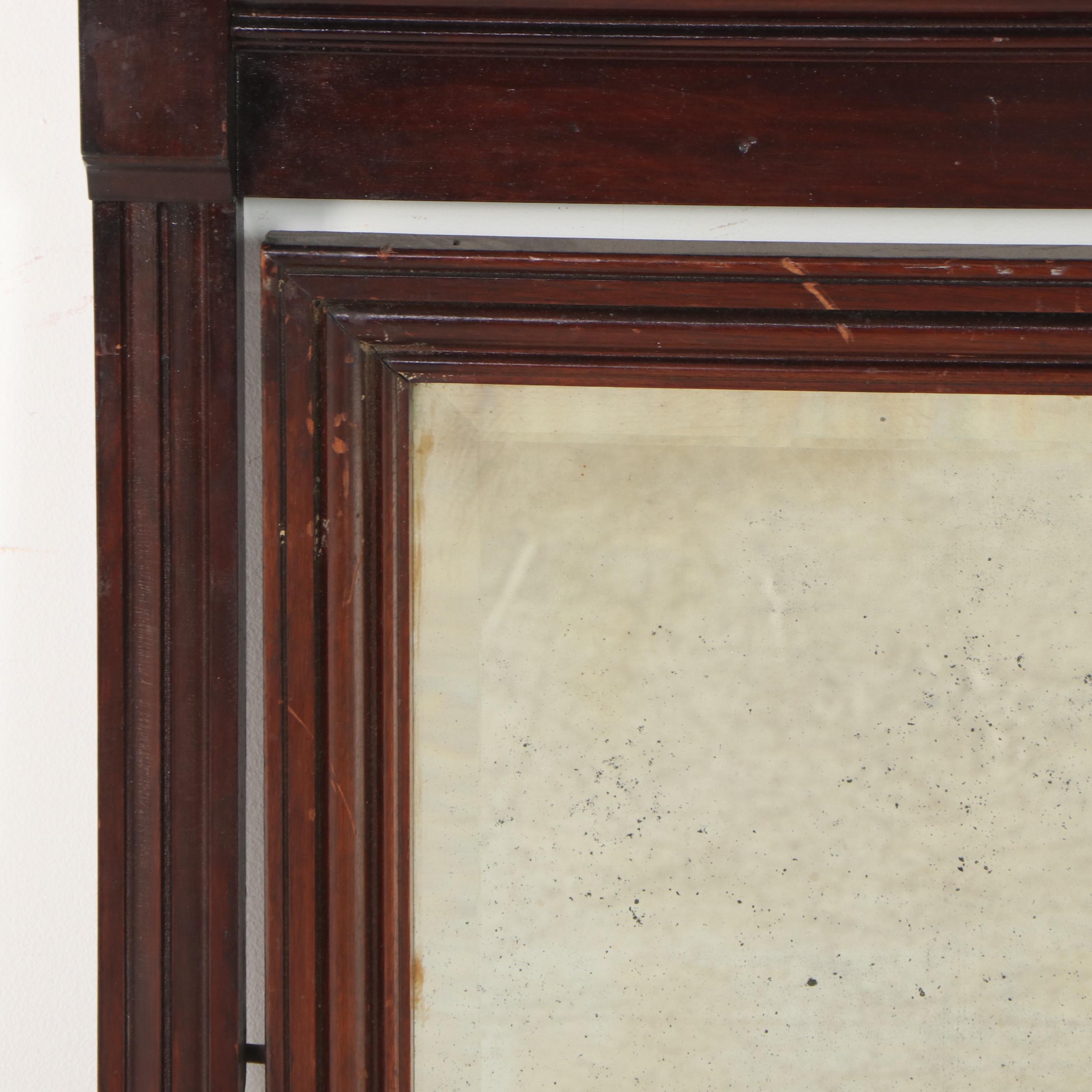 Victorian Relief-Carved Walnut Mirror, Late 19th Century
