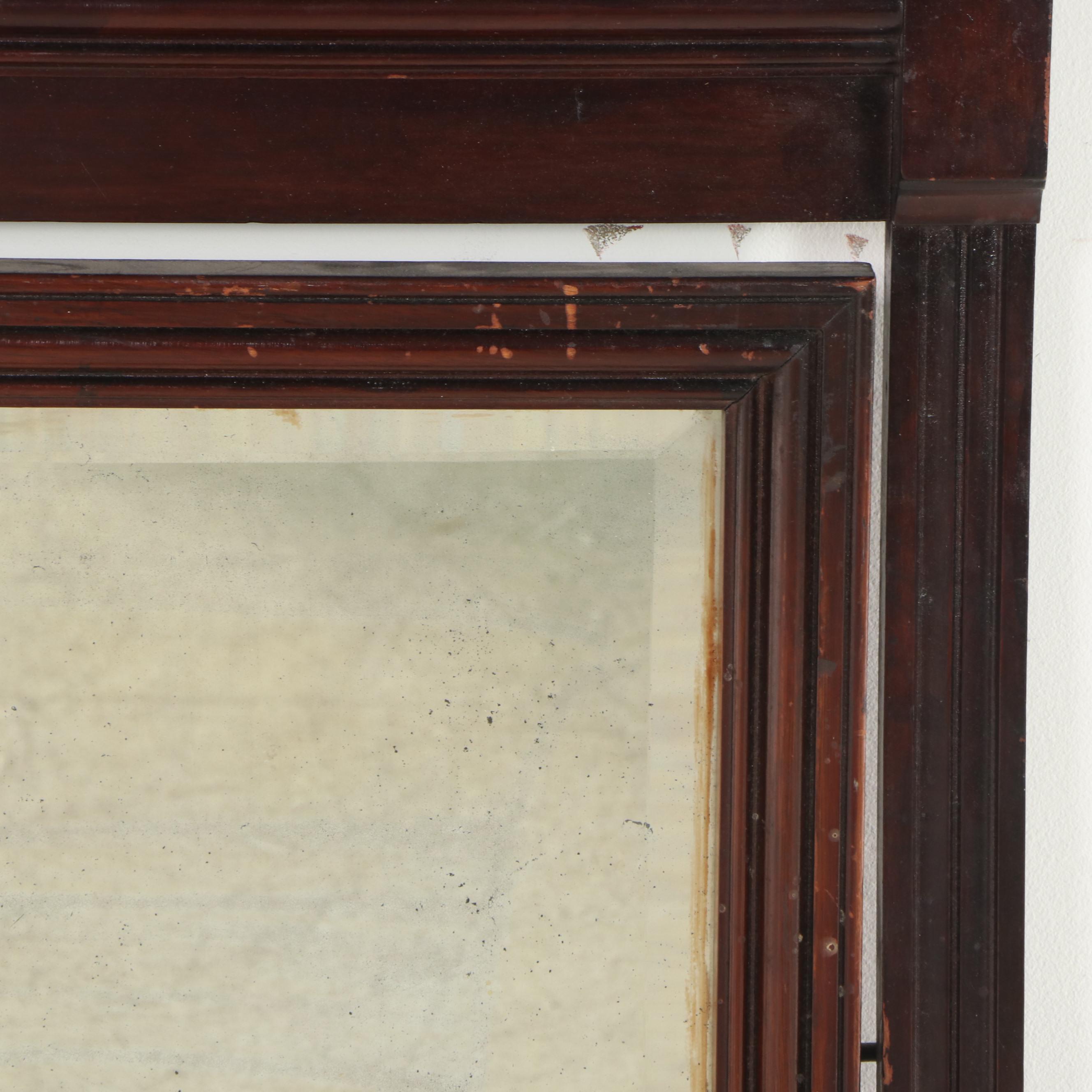 Victorian Relief-Carved Walnut Mirror, Late 19th Century