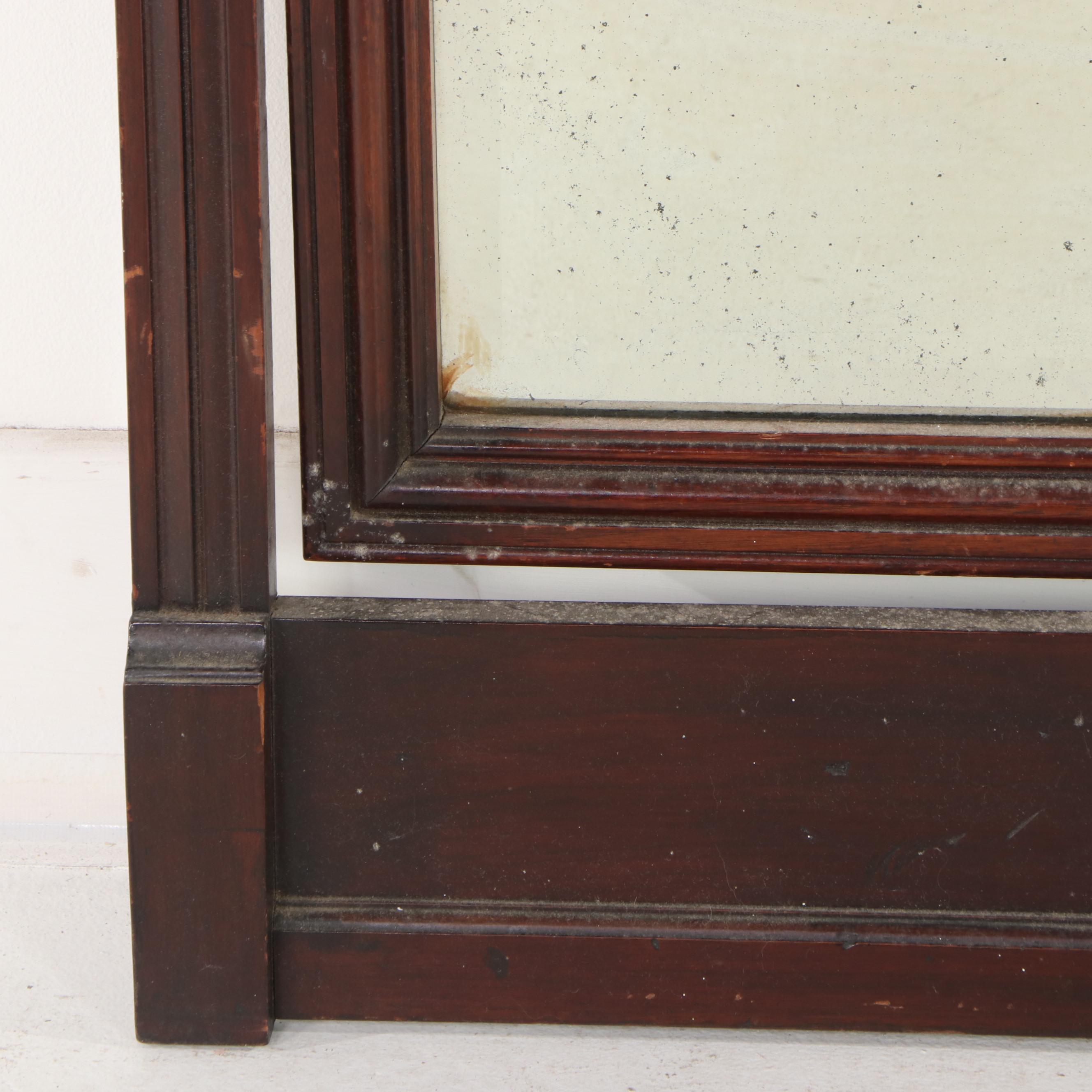 Victorian Relief-Carved Walnut Mirror, Late 19th Century