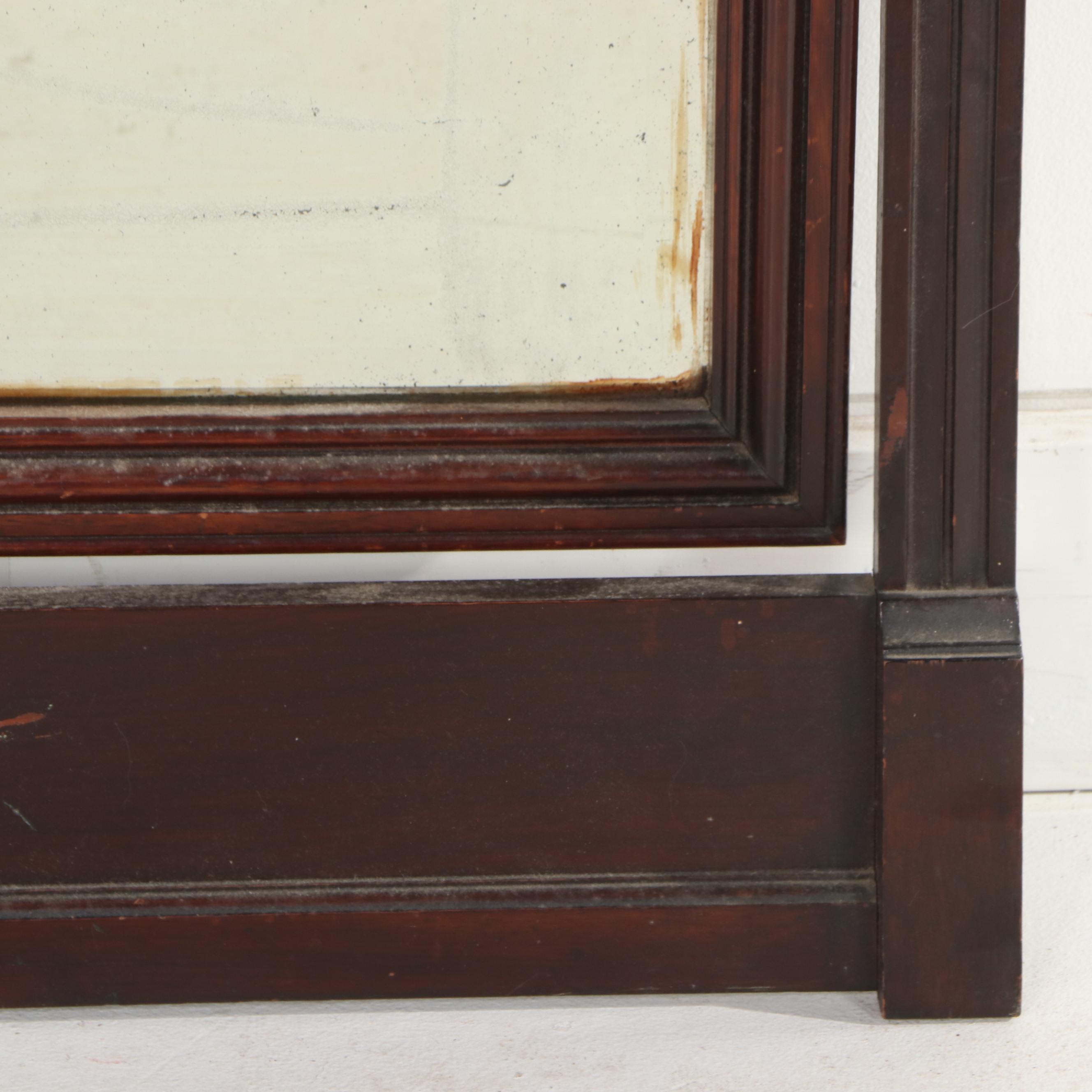 Victorian Relief-Carved Walnut Mirror, Late 19th Century