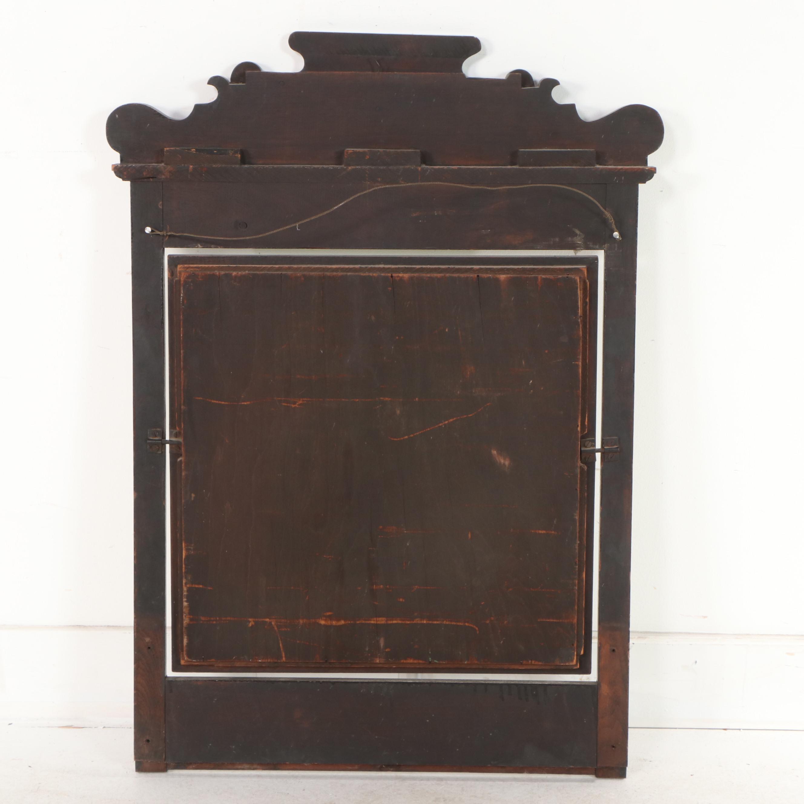 Victorian Relief-Carved Walnut Mirror, Late 19th Century